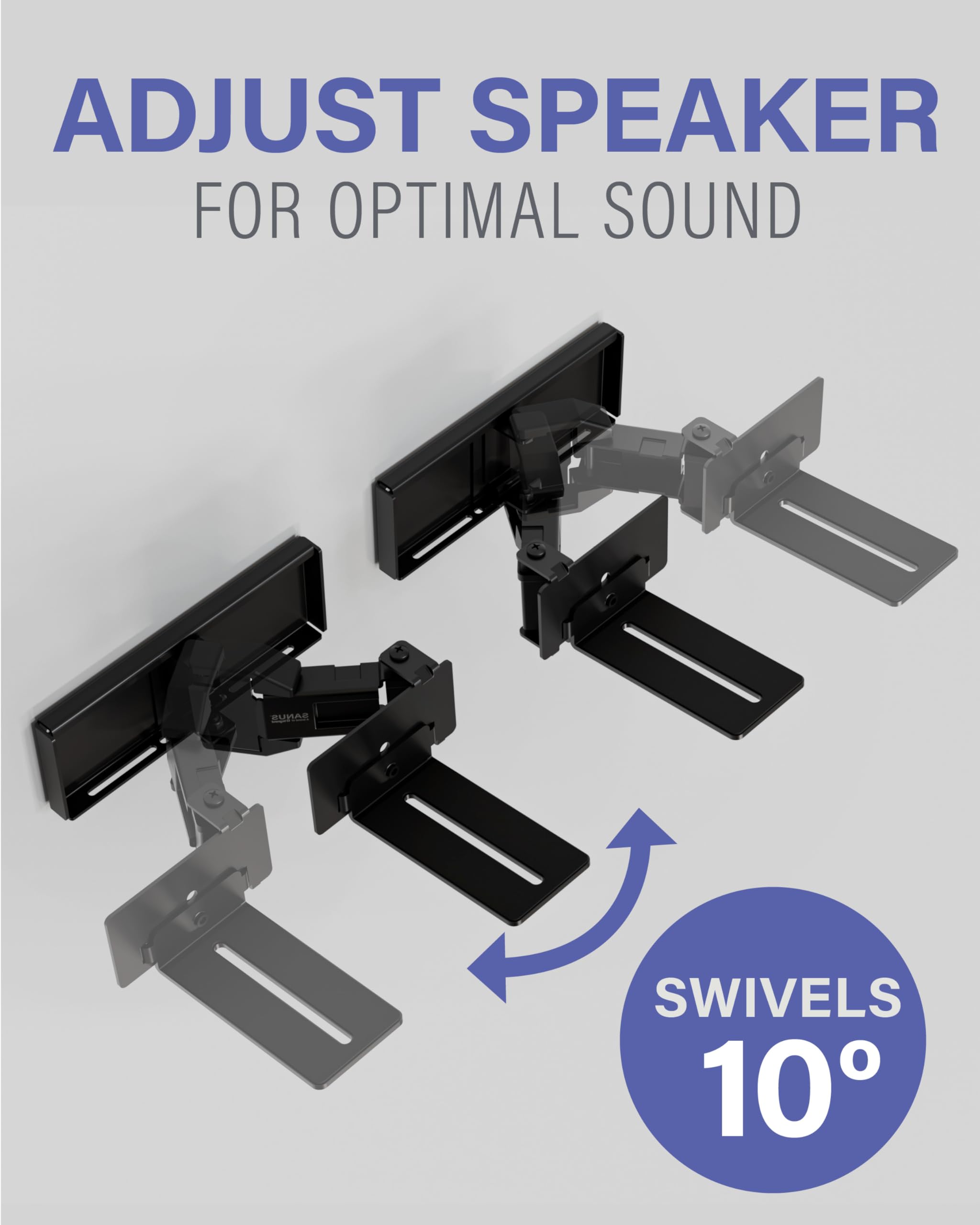 Sanus Universal Extendable Soundbar Wall Mount   Compatible With Most Soundbars, Under Tv Speaker Mounts For An Easy & Secure In