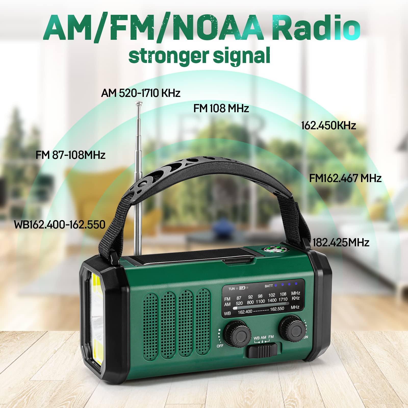 Emergency Hand Crank Radio With 10000Mah/37000Mwh Battery Backup, Noaa/Am/Fm Weather Radio, Type C Charge,Solar Charging,Sos, 3