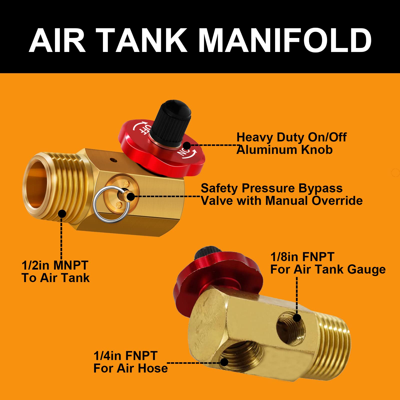 Air Tank Repair Kit, Sunroad Air Tank Repair Kit Including Safety Valve, 0 200 Psi Pressure Gauge And 4 Feet Air Tank Hose Assem