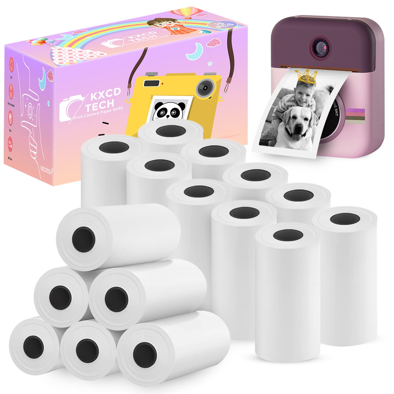 15 Rolls Camera Paper For Kidizoom Print Camera Paper Refill, 2.2X1 Inch Bpa Free Kids Camera Paper Compatible With Esoxoffore/M