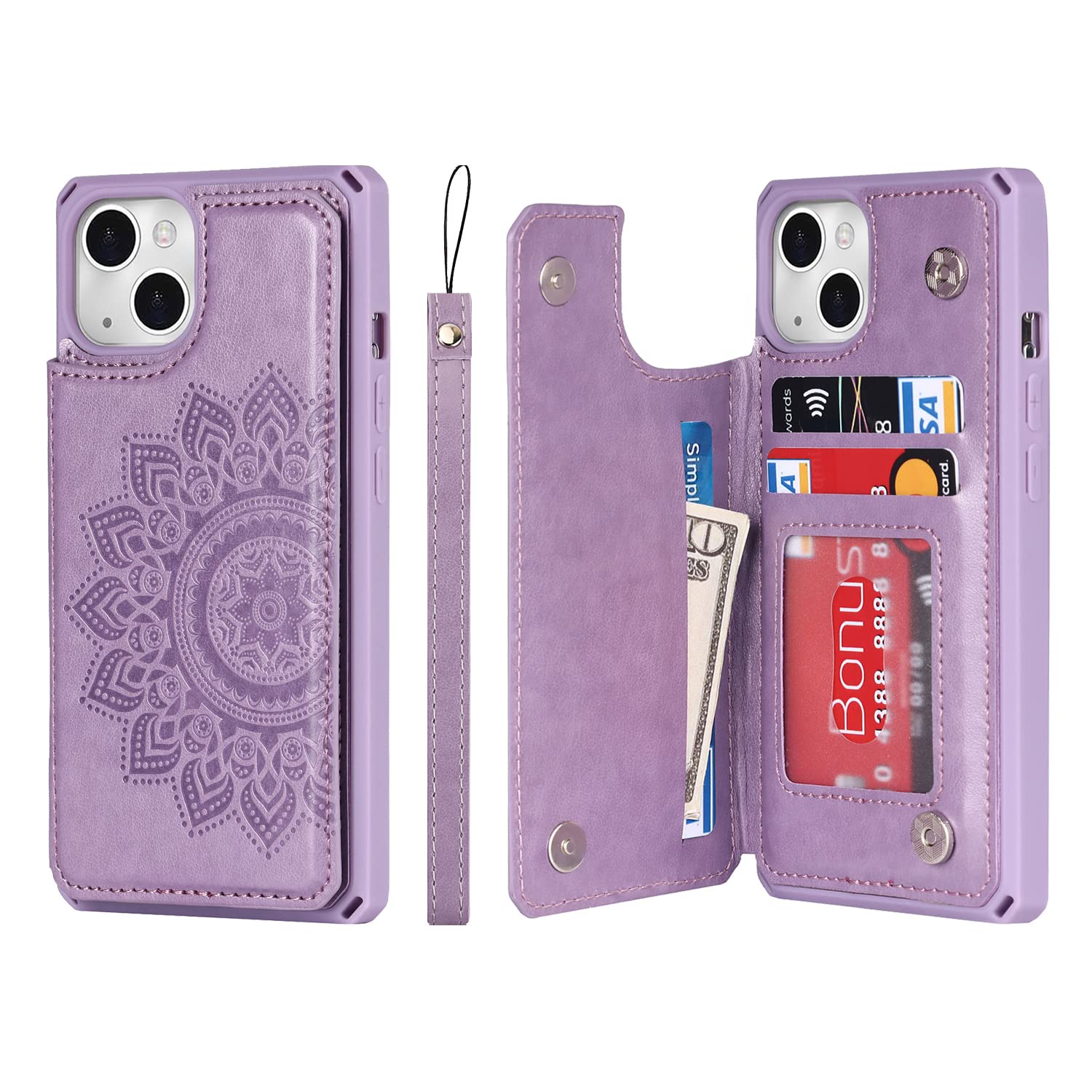 Cavor For Iphone 13 Case With Card Holder,For Iphone 13 Wallet Case,For Iphone 13 Case For Women Men,Phone Cases For Iphone 13 C
