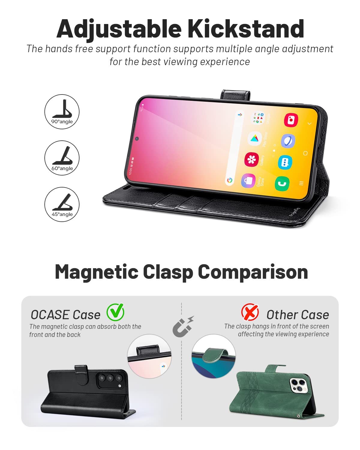 Ocase Compatible With Galaxy S23 Plus 5G Case Wallet, Pu Leather Flip Folio Case With Card Holders Rfid Blocking Kickstand [Shoc