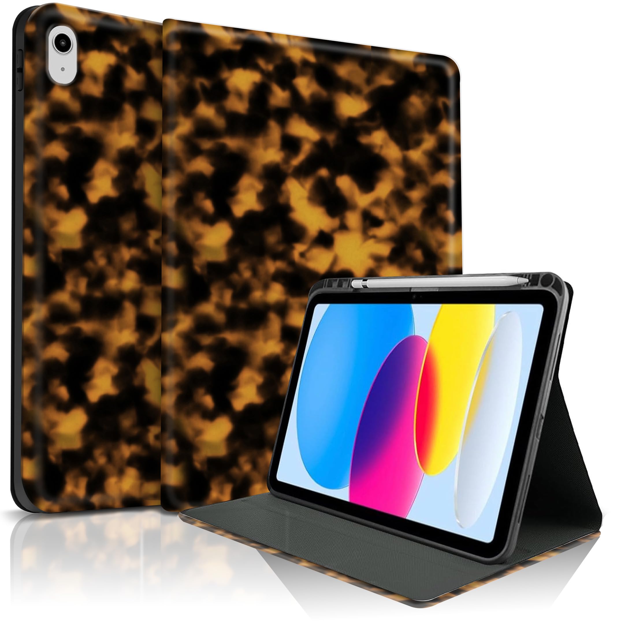 TopPerfekt Case for iPad 11th (A16) 11-inch 2025 / 10th Generation 10.9-inch 2022, Cool Tortoise Shell Print Trendy Design Stand