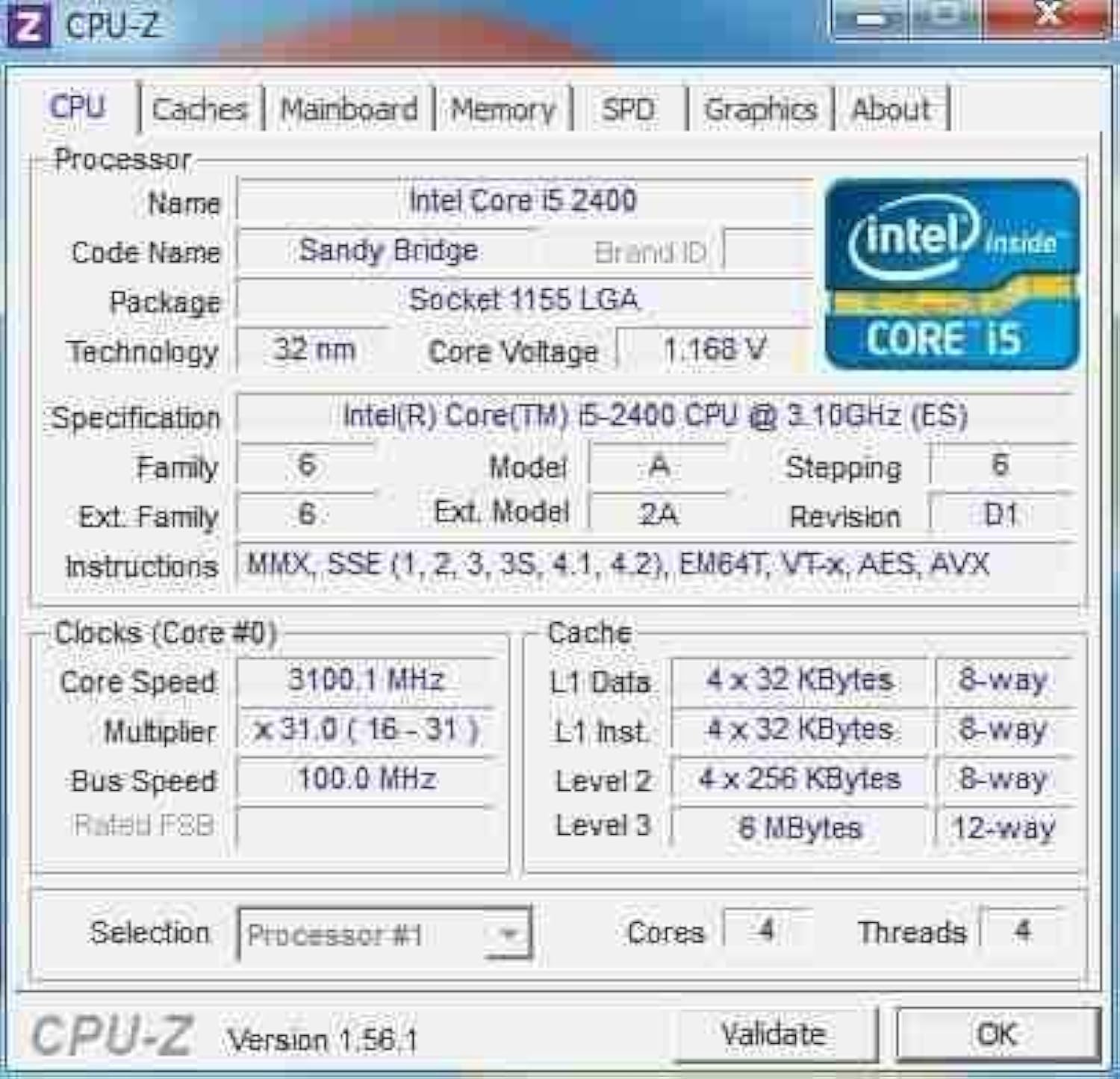 Intel Core I5-2400 Processor 3.1Ghz 5.0Gt-S 6Mb Lga 1155 Cpu, Oem
