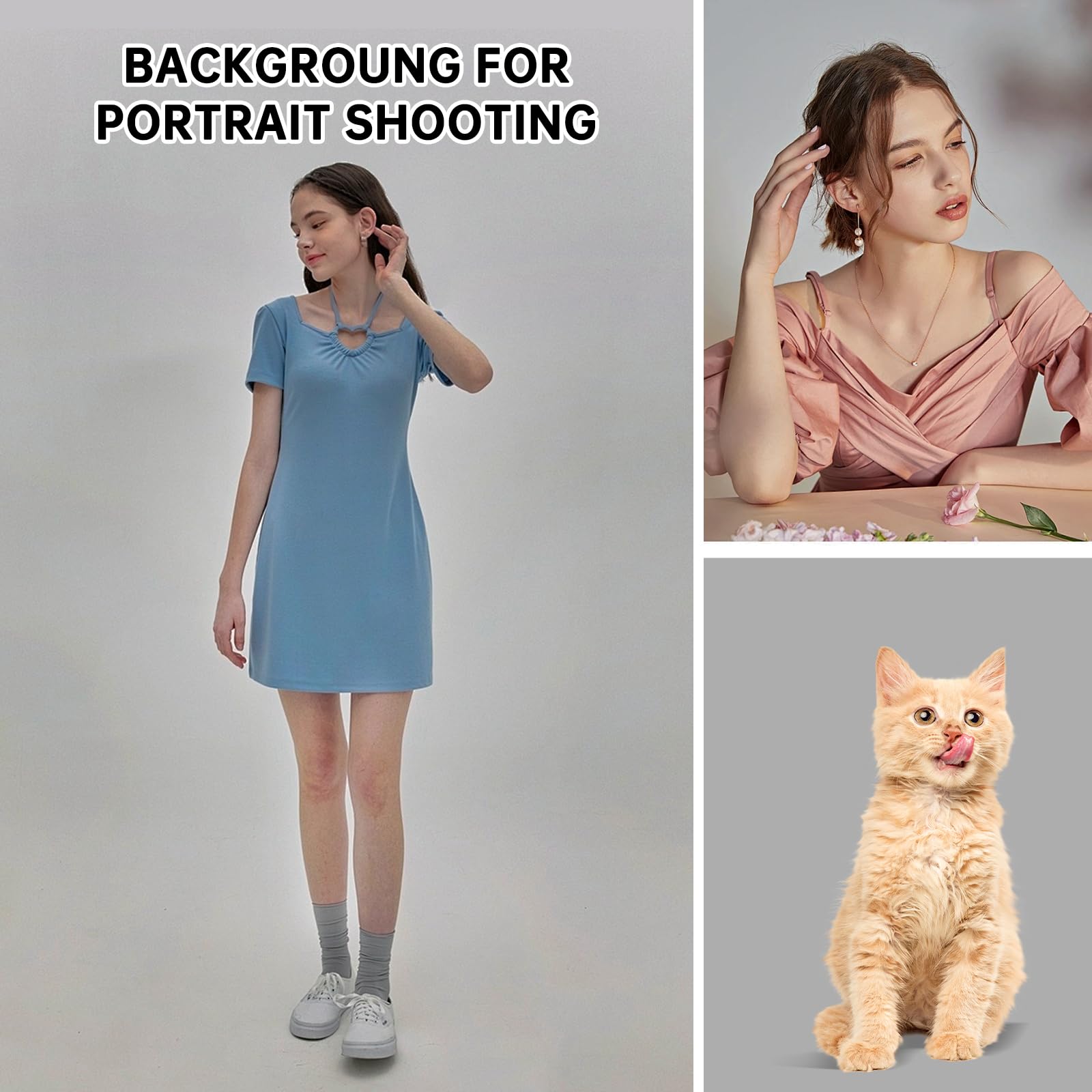 Beiyang Light Grey 10 X 20 Ft Large Screen Backdrop Cloth For Photography, Non Reflective Gray Photo Background Screen For Portr