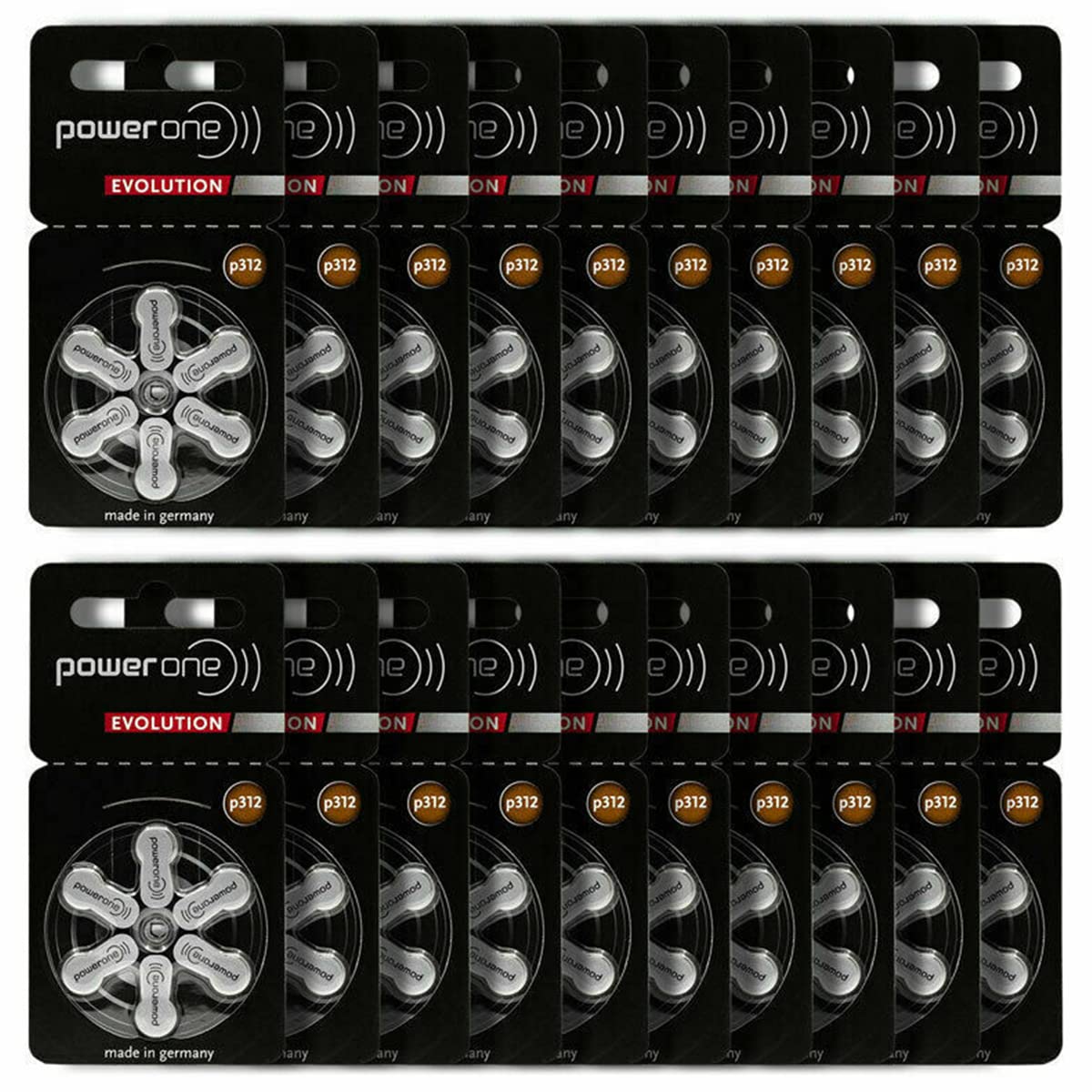 Power One Evolution Size 312 Hearing Aid Batteries   1.45V Zinc Air With Improved Battery Life (120 Batteries)