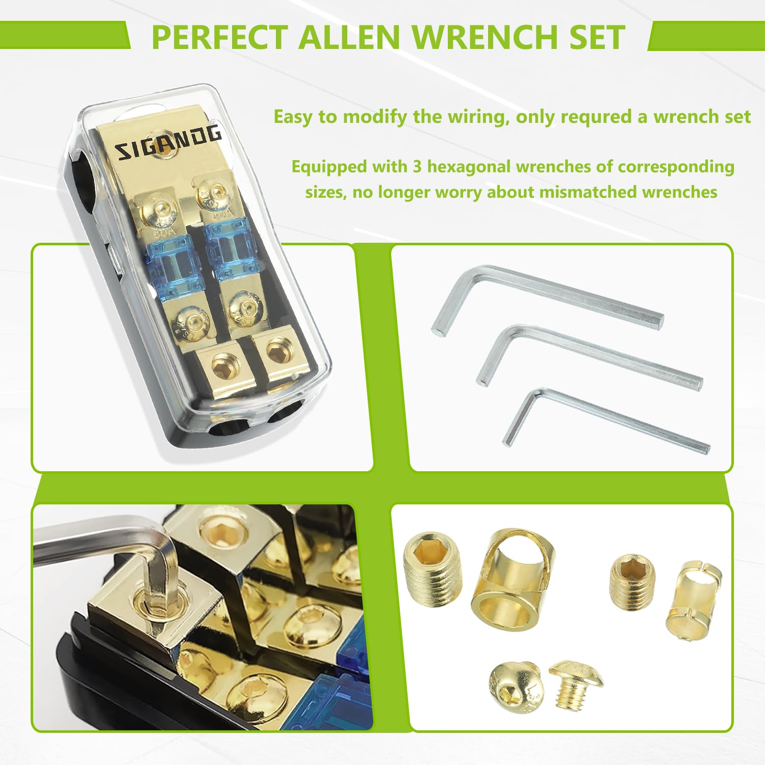 Sigandg 2 Way Anl Fuse Holder With 60A Mini Fuse, 0/2/4 Gauge In 4/8 Gauge Out Fuse Distribution Block, 12V Used For Audio Stere