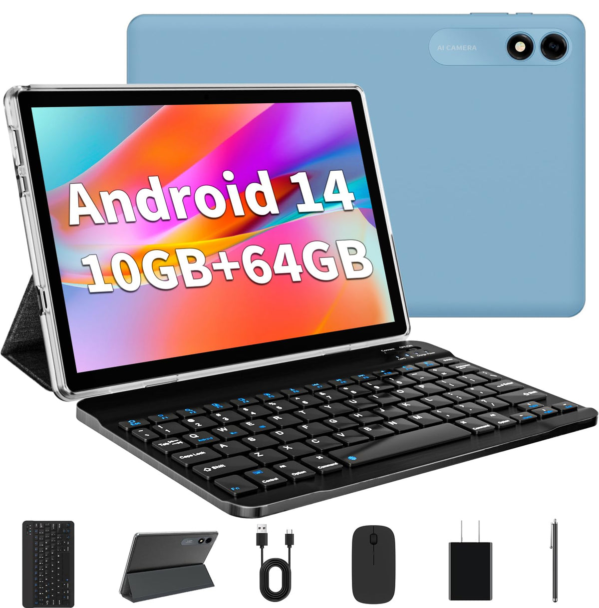 Tablet Android 14 Tablets, 64Gb+10(4+6 Expand)Gb/512Gb Expandable, Octa Core Tablet With Dual Band Wifi, Fast Charging Battery,