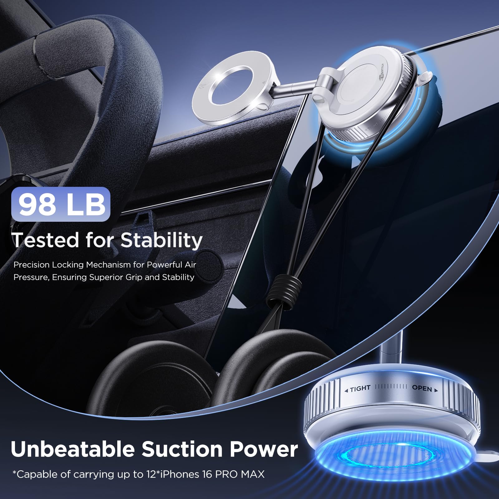 Msxttly Vacuum Magnetic Phone Holder For Car Suction Cup Phone Mount Adjustable Suction Phone Mount 2025 Upgraded Vacuum Magneti