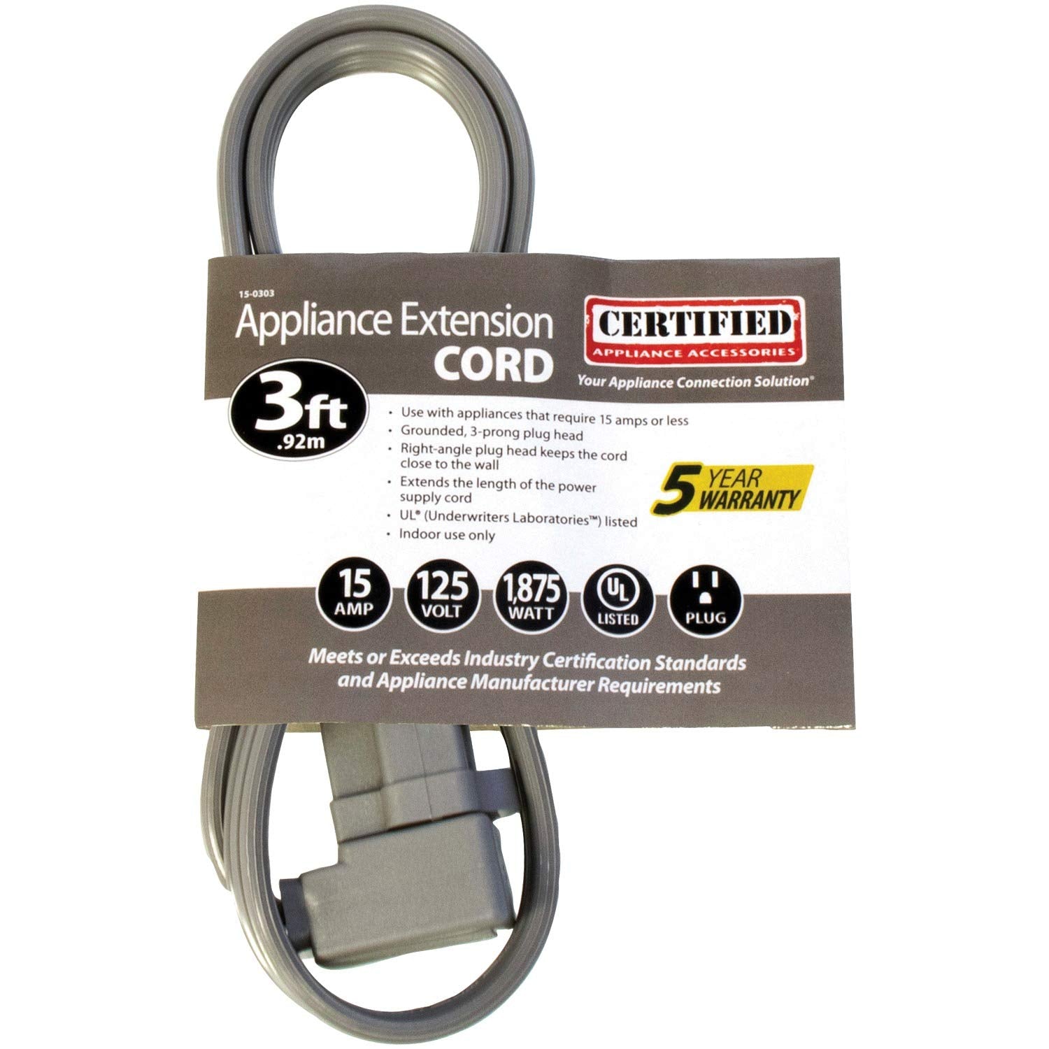 Petra 15 0303 Appliance Extension Cord, 3 Foot