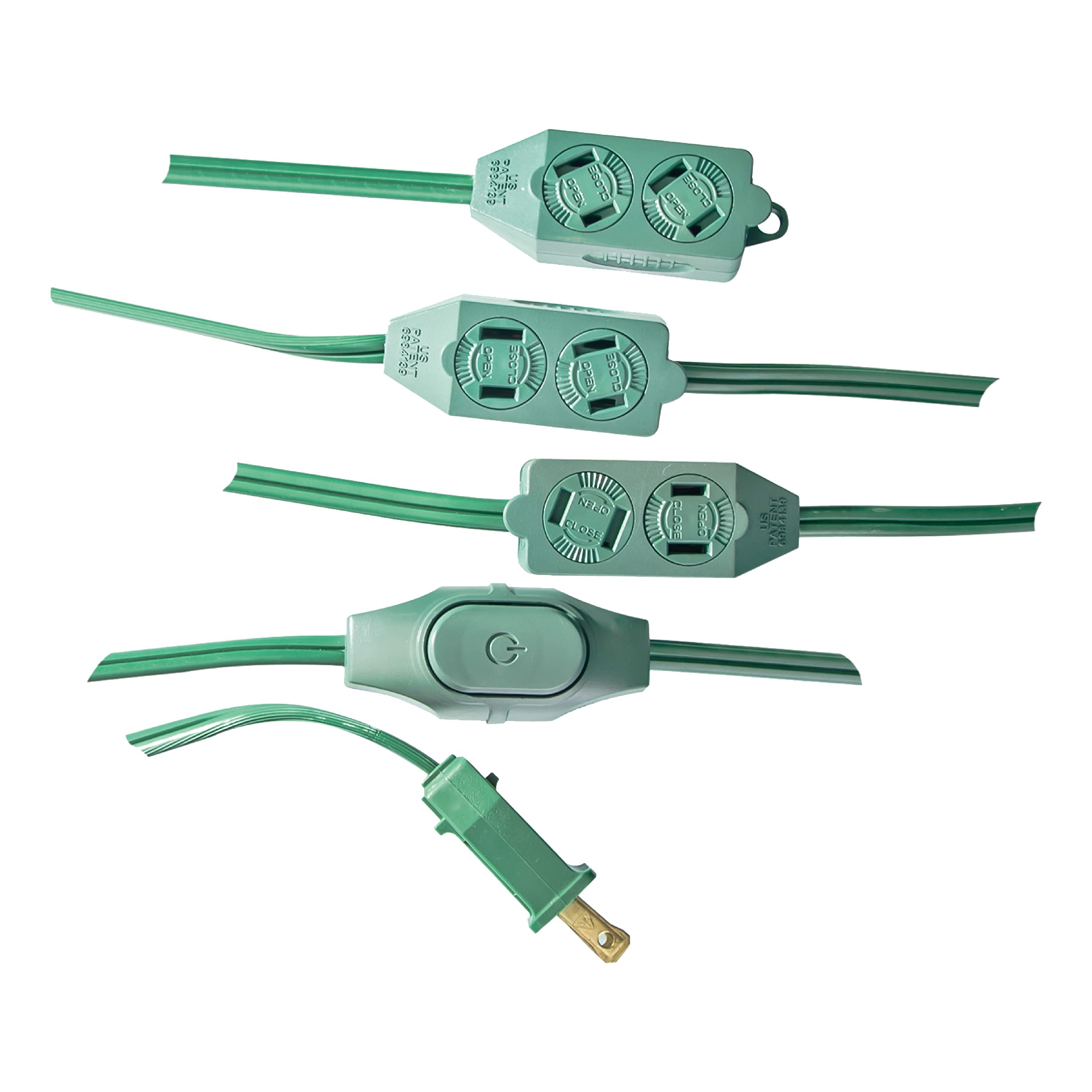 Go Green Power (Gg 24509Gn) 18/2 Spt 2 Gauge 9 Outlet Extension Cord With Safety Fuse Male Plug, Green, 9 Ft