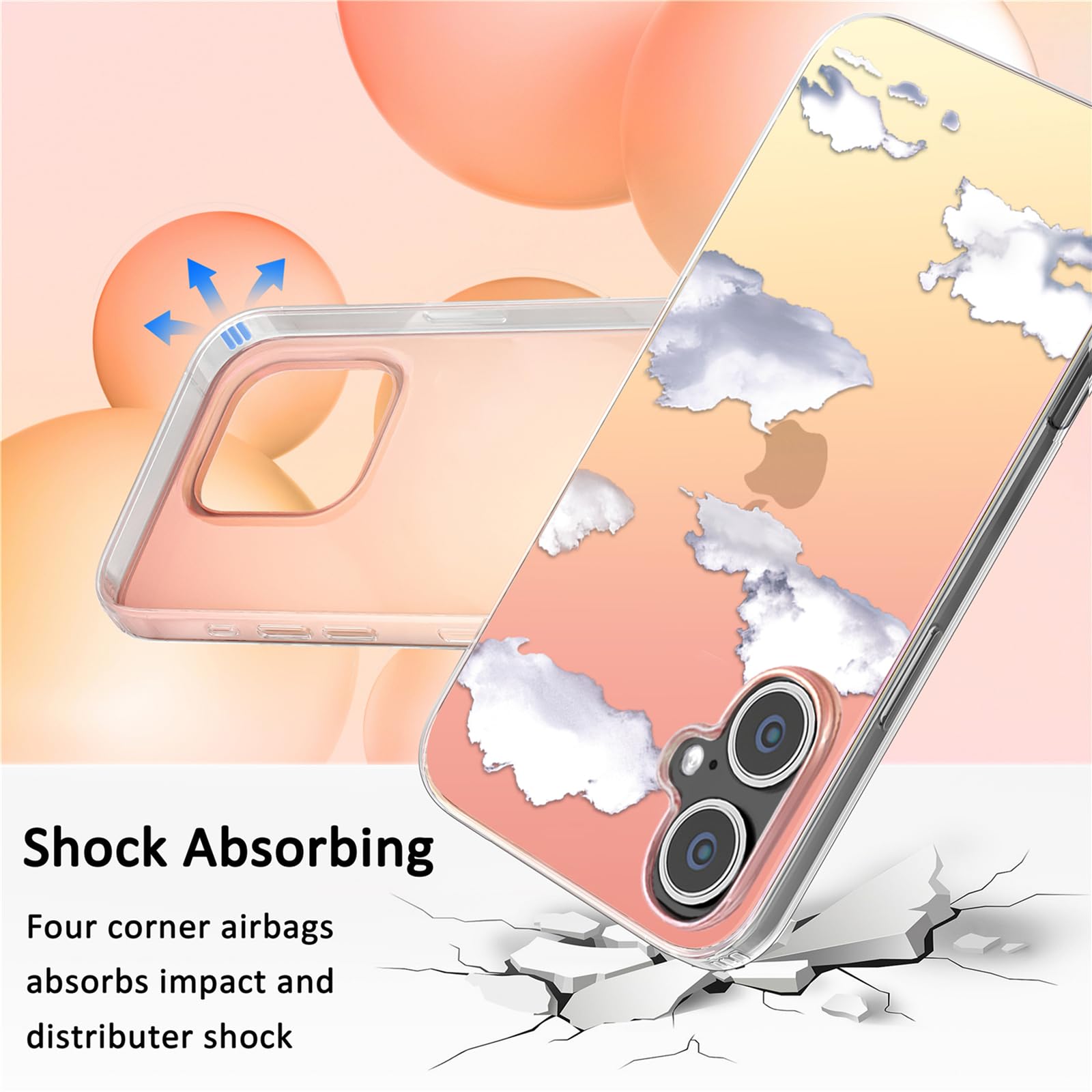 I Mgae In Ar Compact Case For Iphone 16 Plus Holographic Cloud Design,Cute Trendy Soft Slim Tpu Shockproof Protective Phone Case