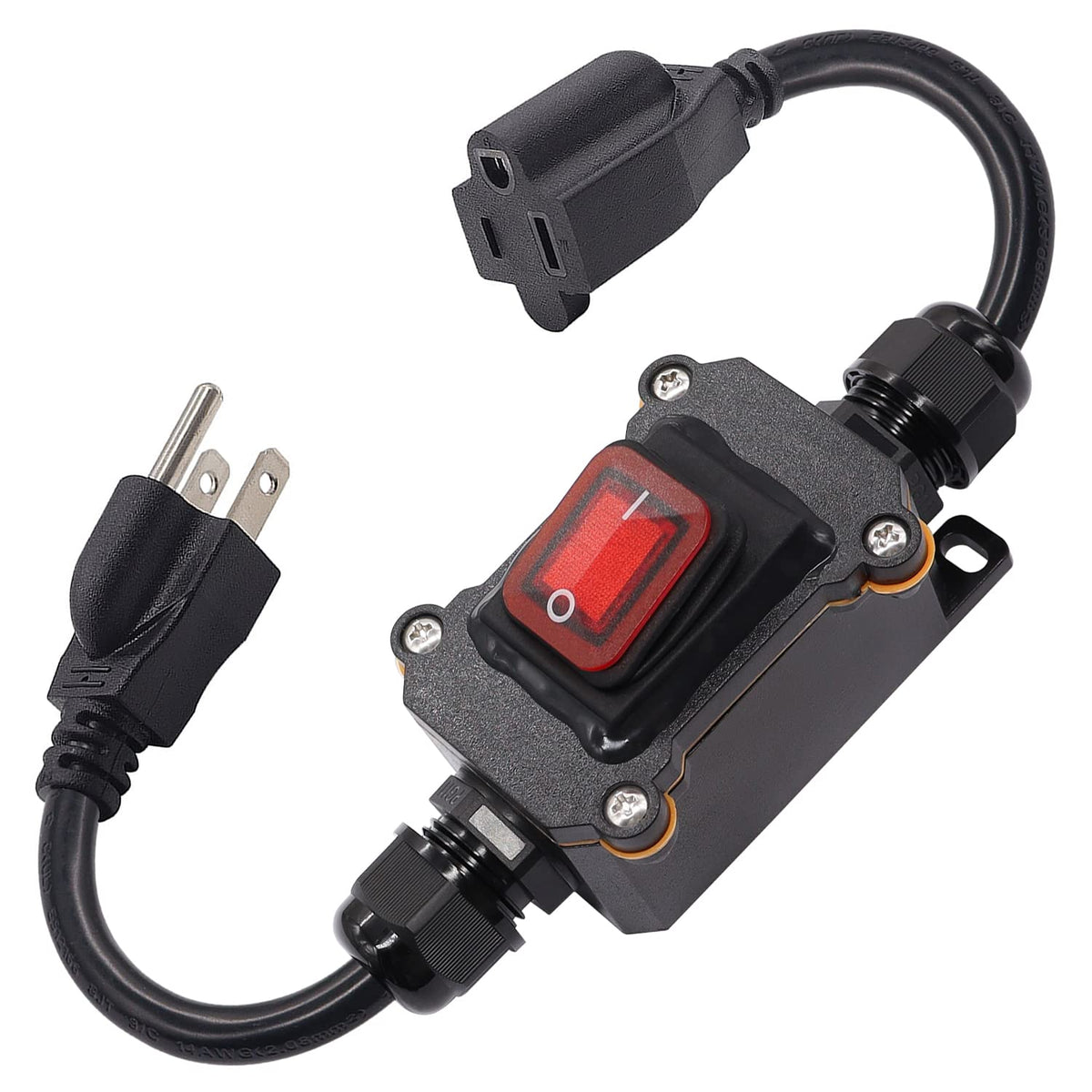Weideer Extension Cord With Inline Switch On/Off Ip67 Waterproof 20A ...
