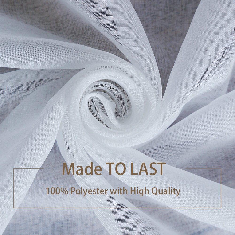 Anjee 4 Panels White Sheer Curtains 96 Inches Long Rod Pocket Voile Semi Privacy Protection Translucency Window Drapes For Livin