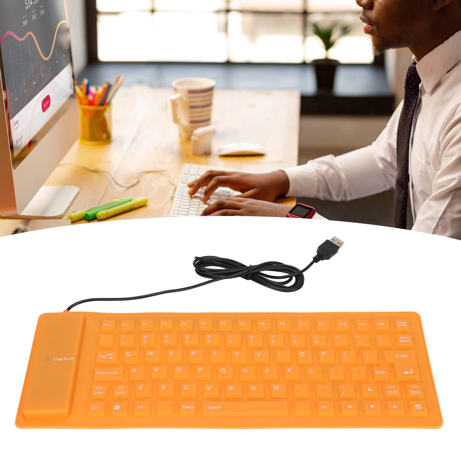 Foldable Silicone Keyboard, Usb Wired Waterproof Rollup Keyboard, Folding Flexible Keyboard Slim Soft Silent Typing 85 Keys For Pc Notebook Laptop()