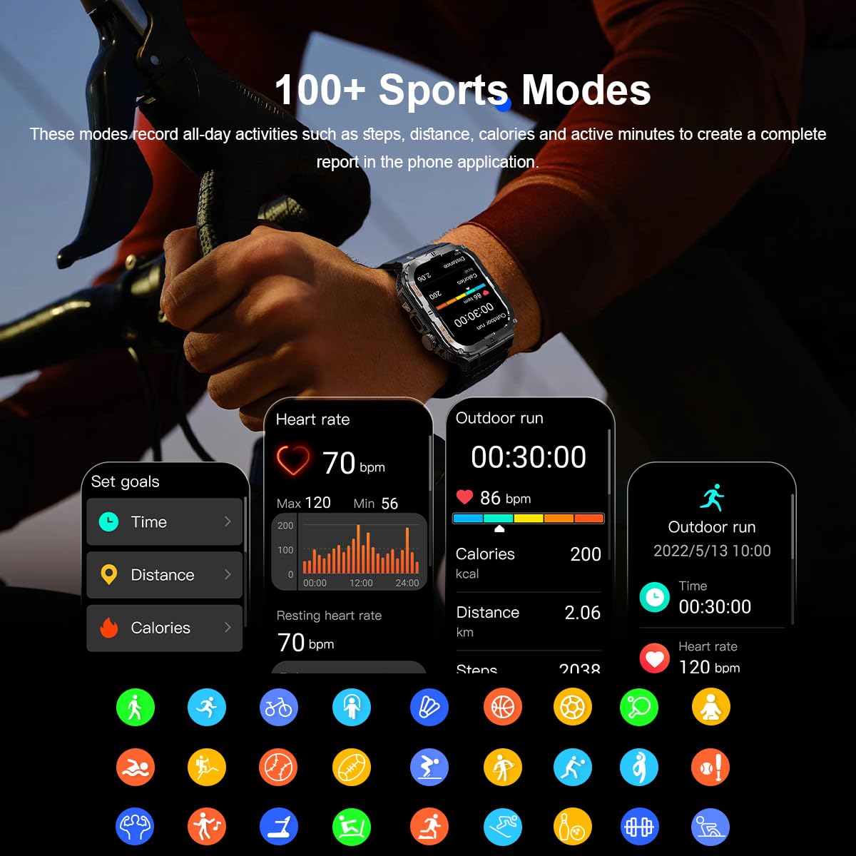 Military Smart Watch For Men With Led Flashlight 3Atm Waterproof 1.96 Big Screen Rugged Tactical Smartwatch With Call Sports Fit