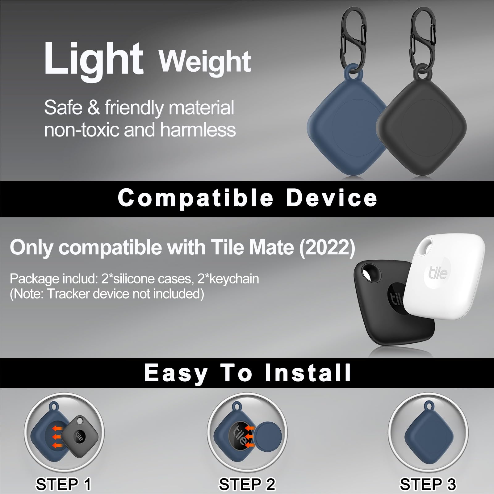 Silicone Case For Life360 Tile Tracker 2 Pack, For Tile Mate 2022 Full Body Ipx8 Waterproof And Anti-Scratch Protective With Car