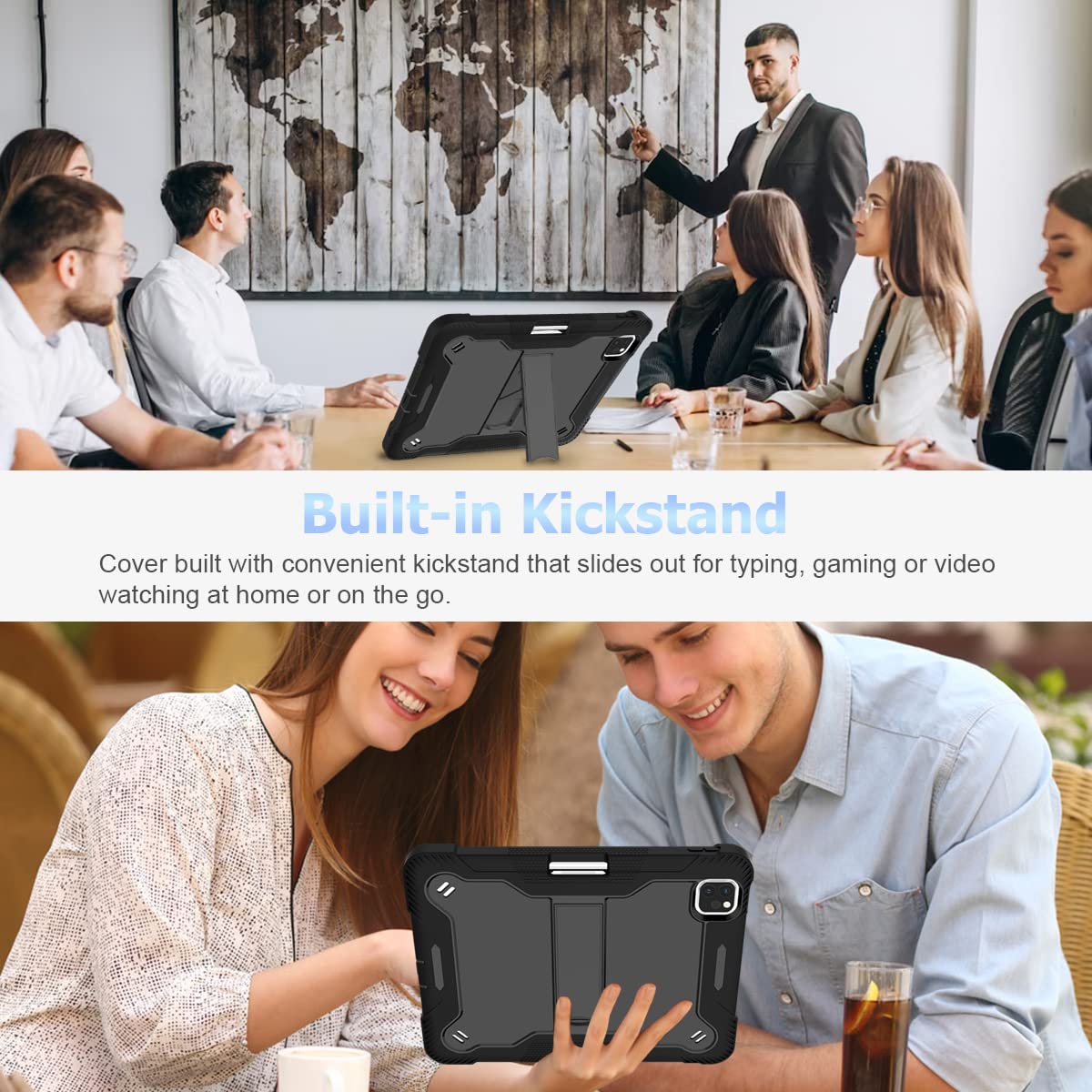 Fingic Case For Ipad Pro 11 Inch 2022/2021/2020/2018 Case,Ipad Air 5Th/4Th Generation Case Heavy Duty Rugged Soft Silicone Prote