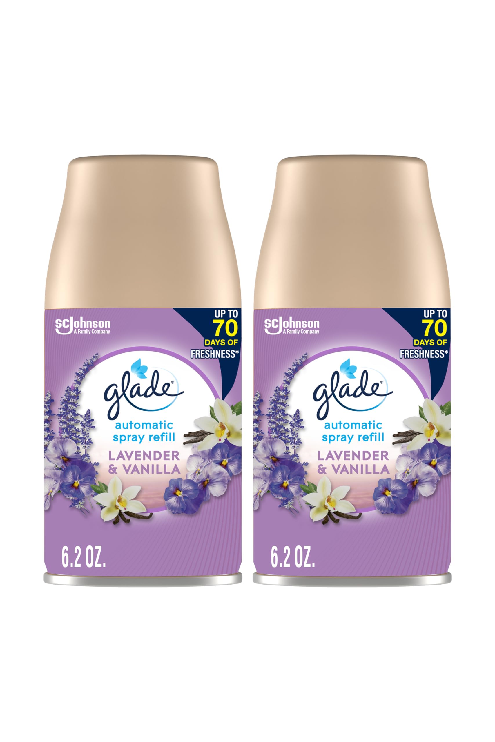 Glade Automatic Spray Refill, Air Freshener For Home And Bathroom, Lavender & Vanilla, 6.2 Oz, 2 Count