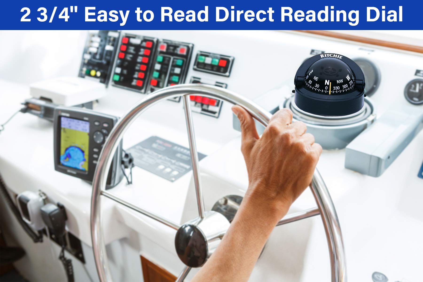 S 53 Ritchie Navigation Explorer Compass 2 3/4 Inch Dial With Surface Mount, Black