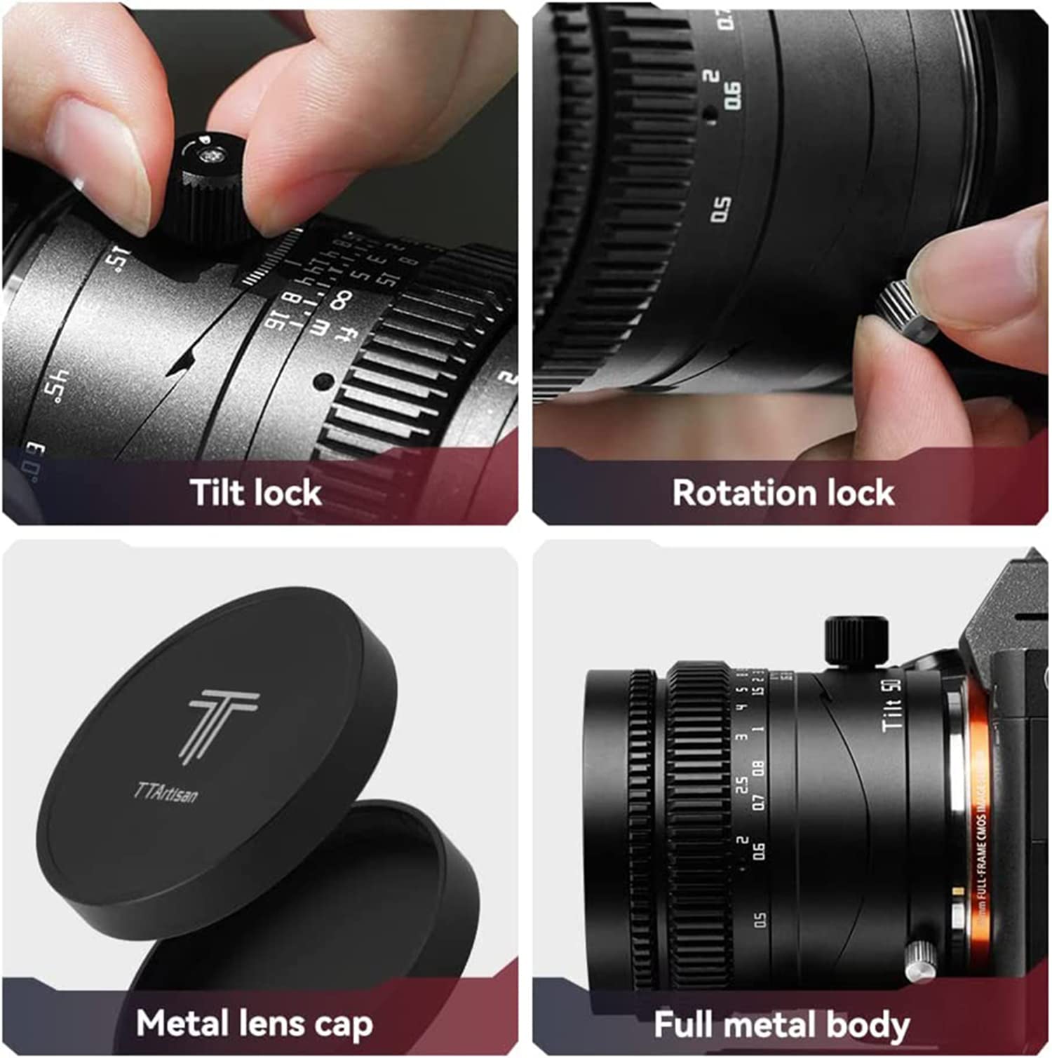 Ttartisan 50Mm F1.4 Tilt Lens Full Frame Manual Portrait Lenses Large Aperture Compatible With Panasonic S1 S1M S1R S1Rm S1H S1K S5 S5K S5C, For Leica T Tl Tl2 Cl Sl, For Sigma Fp Fpl