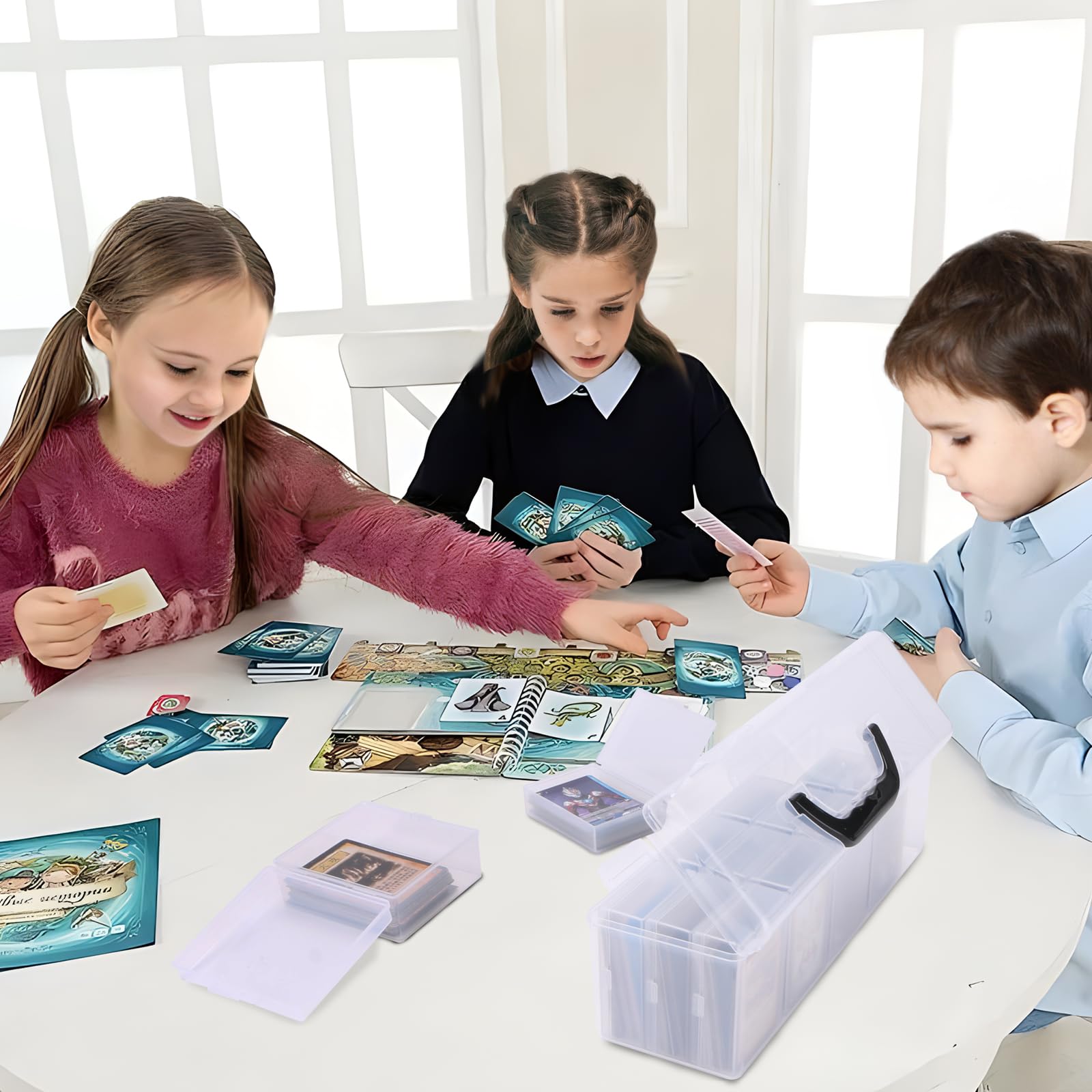 Jepisadi Trading Card Storage Box 900+ Baseball Card Box With 13 Independent Card Box,Each Holds 70 Cards Organizer Clear Displa