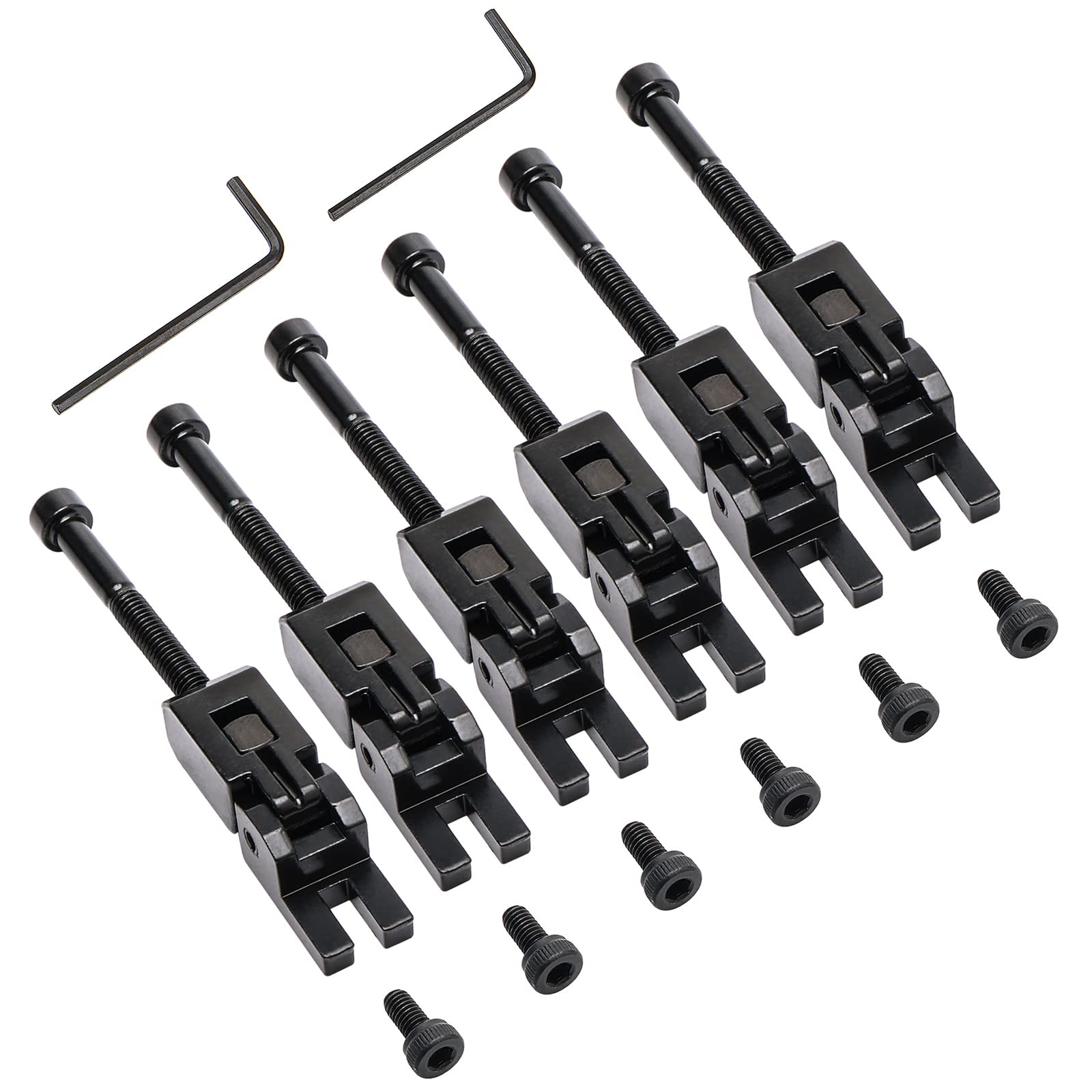 Swhmc 6 PCS/Set Double Locking Guitar String Saddles for Floyd Rose Guitar Tremolo Bridge with Saddle Blocks and Screws (Black)