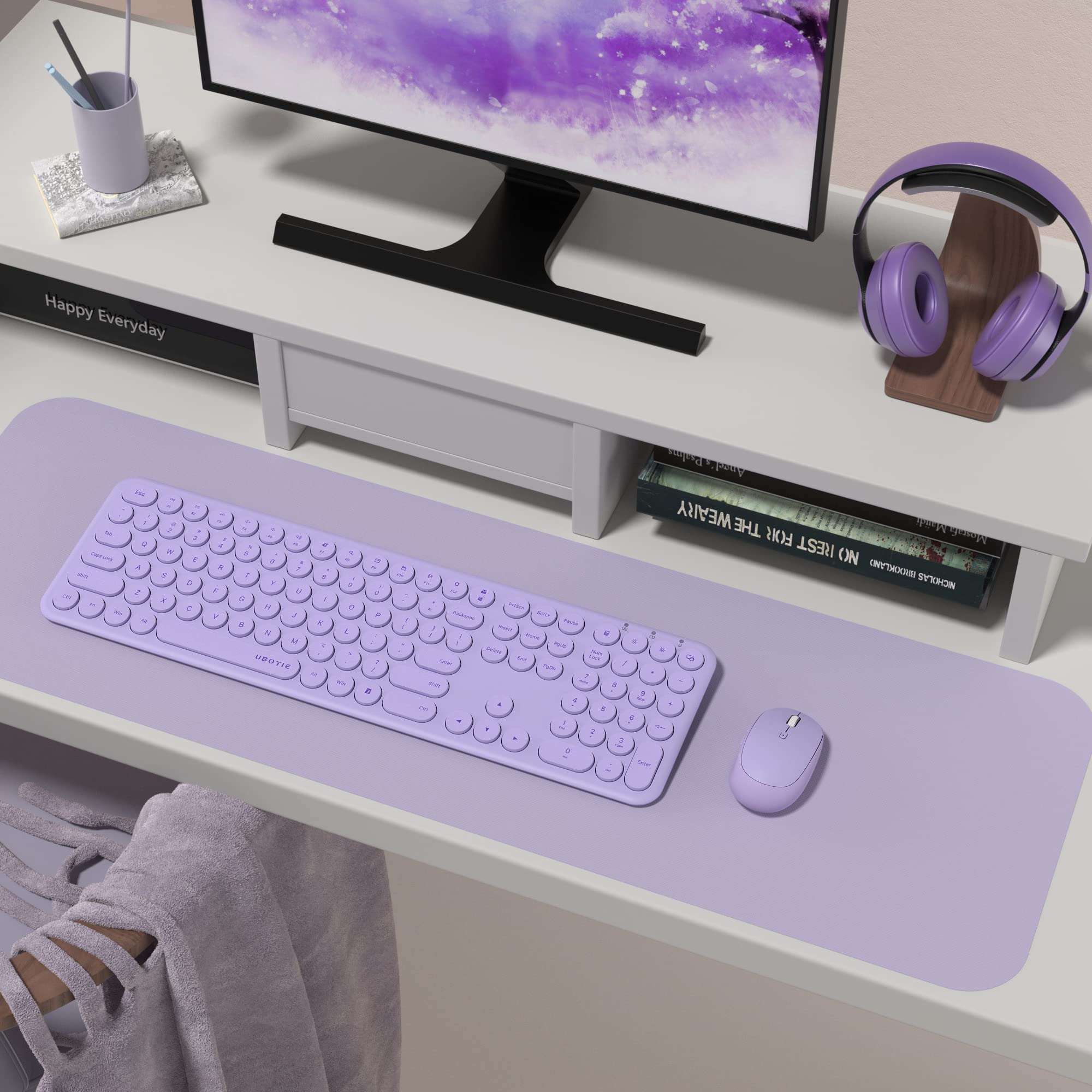 Ubotie Wireless Keyboards And Mouse, Silent Scissor Switches Slim Keyboards Mice Set, Quiet Full Size 111 Keys With Adjustable O