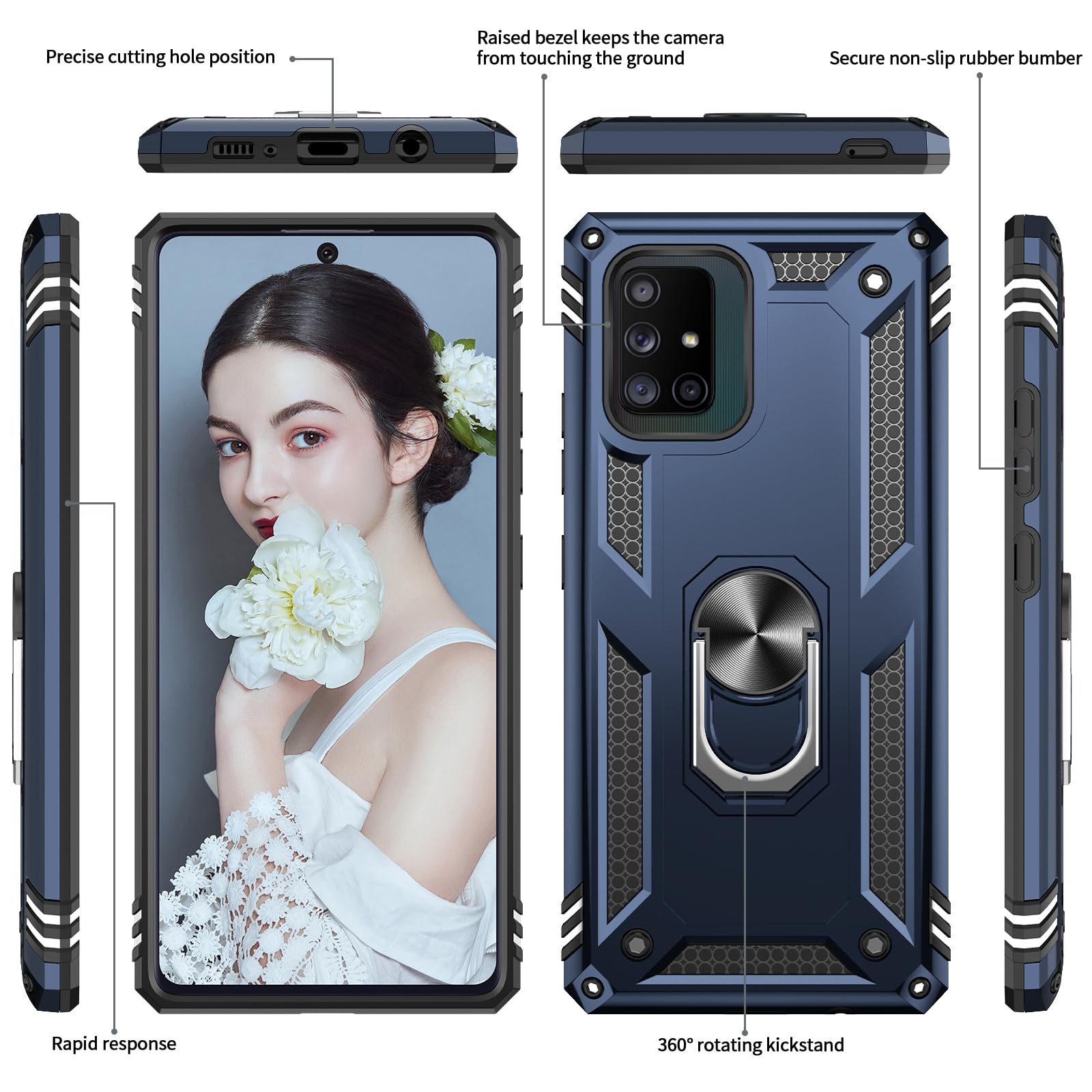 Leyi For Samsung Galaxy A71 5G Phone Case, Samsung A71 Case With Tempered Glass Screen Protectors, Heavy Duty Dual Layer Shockpr