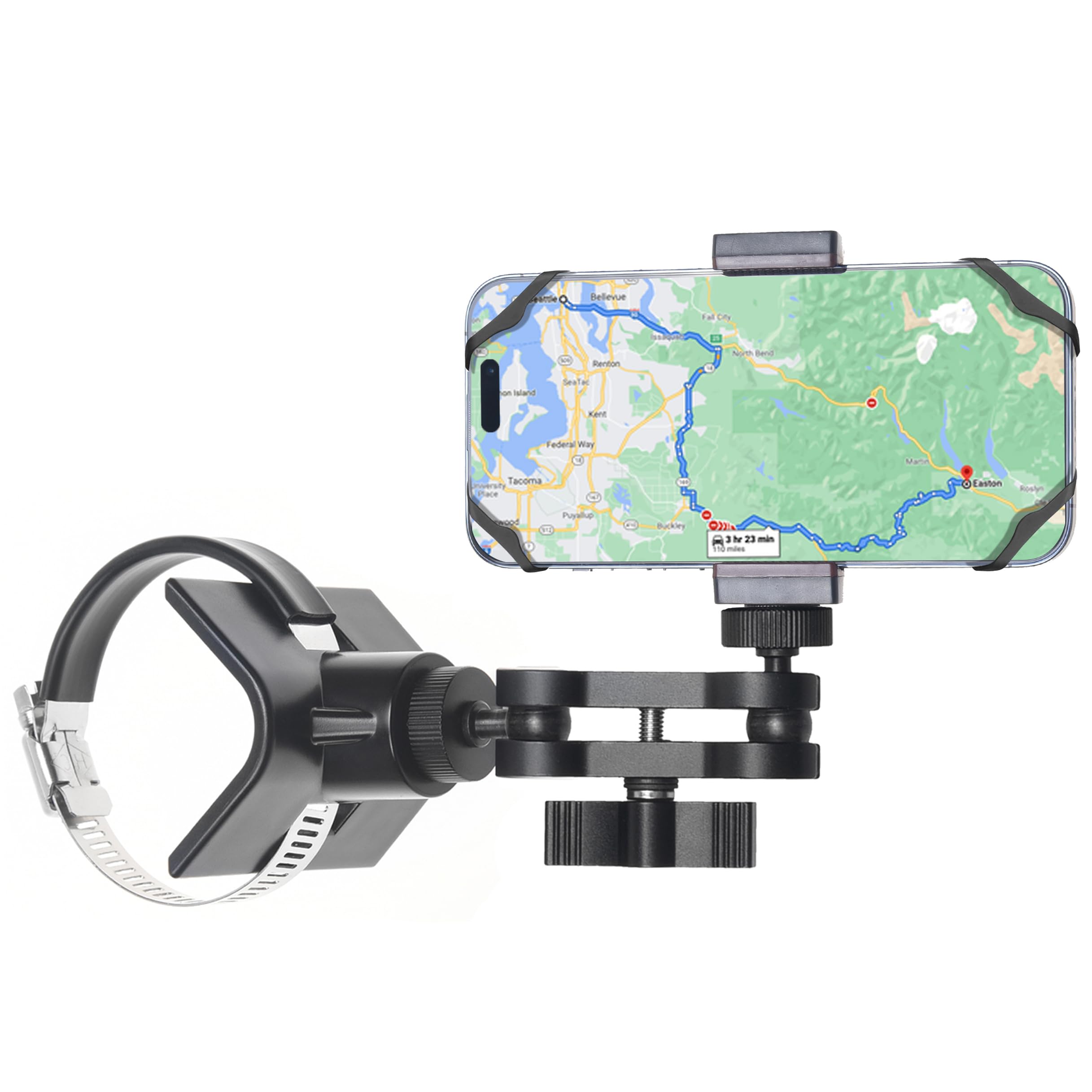 CamKix BarGrip Phone Mount for UTV Roll Bars of All Shapes - Compatible with Polaris, CanAm, Honda, Kawasaki, Wildcat - 360 Rota