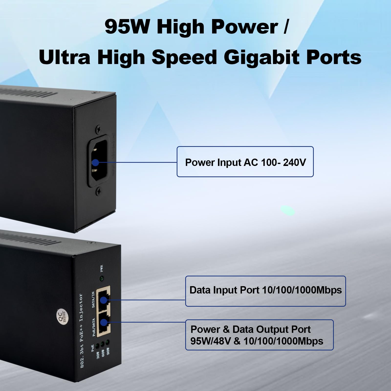 Thepoestore High Power Gigabit Poe Injector 90W,Ethernet Switch Poe++ Injector Adapter,10/100/1000Mbps,Ieee 802.3Af/At/Bt Compli