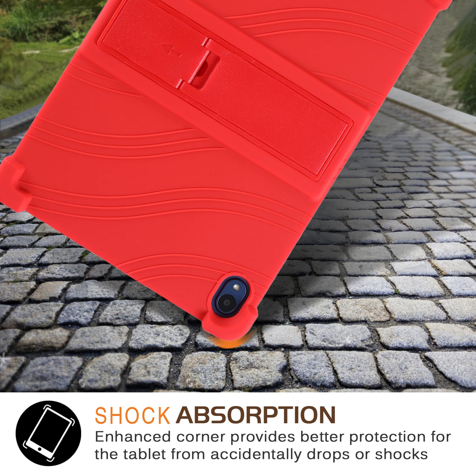 Atooz For Walmart Onn 10.1 Tablet Case 2024,Soft Silicone Case For Onn 10.1 Gen 4 Tablet With Stand (Model: 100135925) (Red)