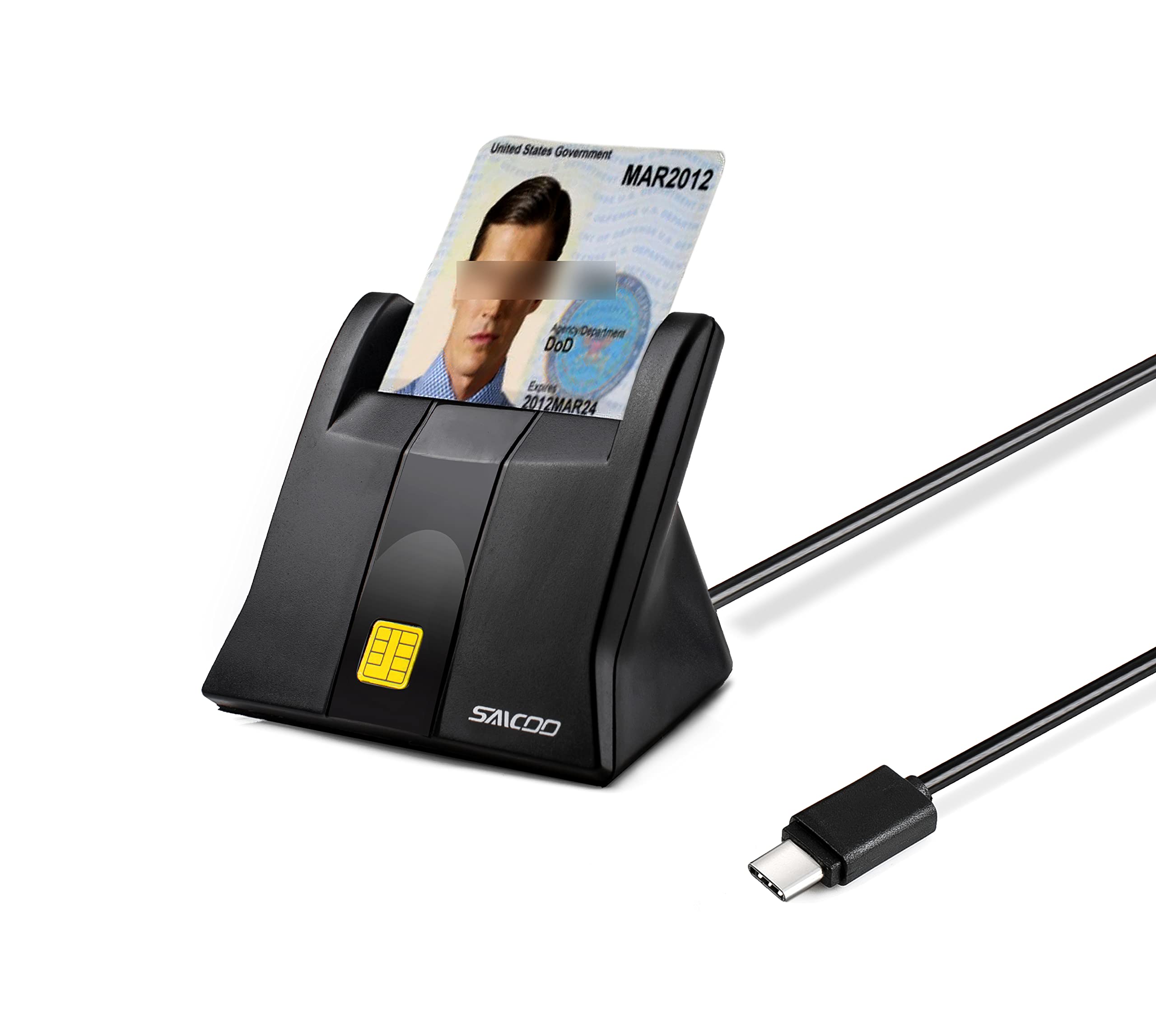Type C Smart Card Reader Saicoo Dod Military Usb C Common Access Cac Card Reader, Compatible With Mac Os, Win   Vertical Version (Don'T Support Va Piv Card)