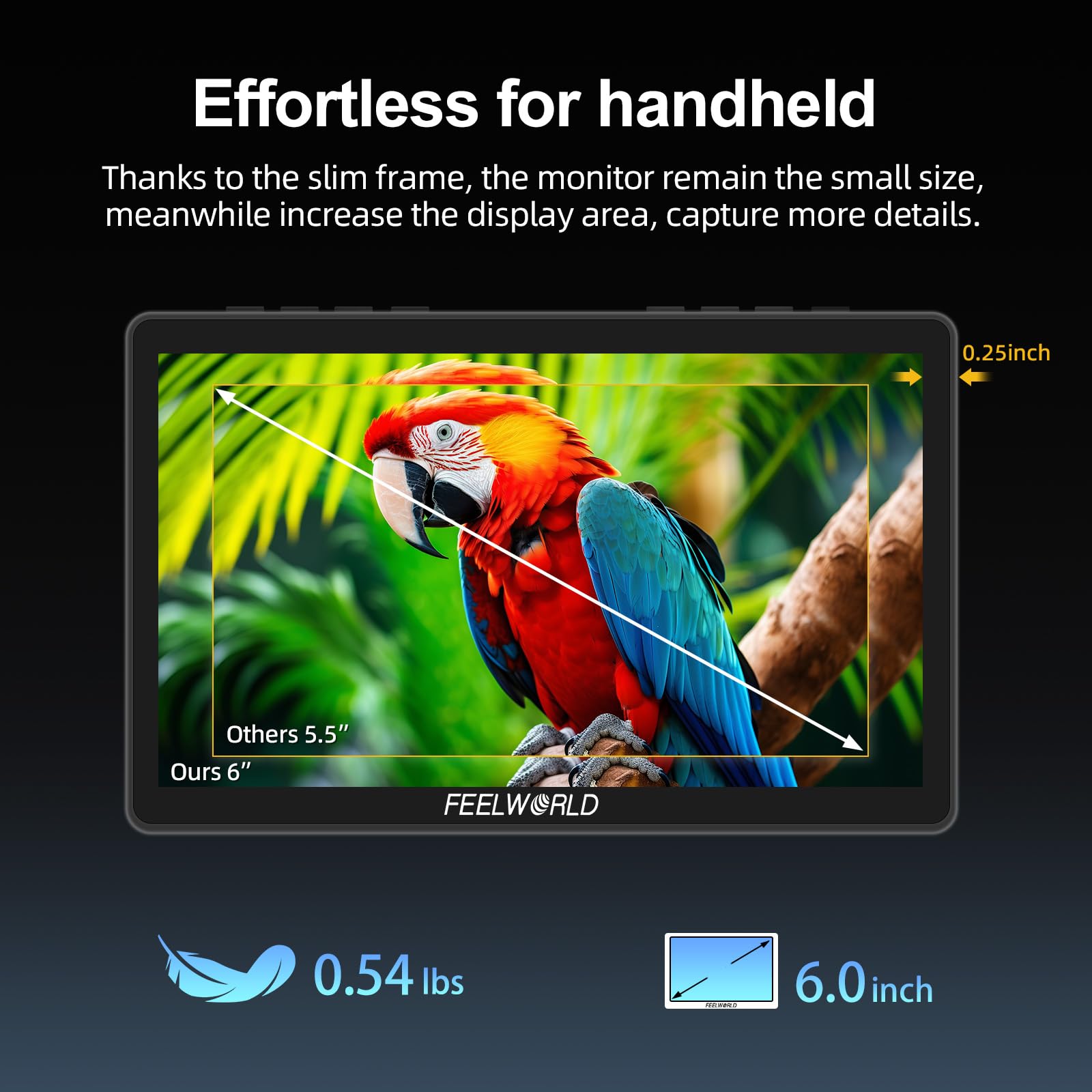 Feelworld F5 Pro V4 6  Inch Dslr Camera Field Monitor Bundle + Battery+Carry Case+ Micro Hdmi Cords   Touch Screen Video Monitor