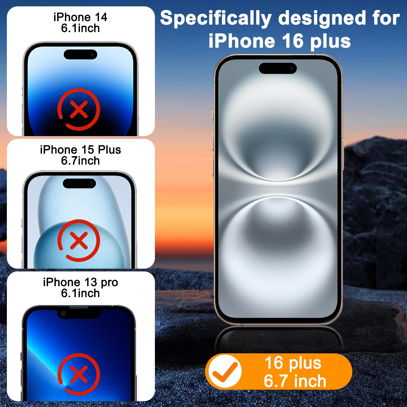 Sibeitu 3 Pack Screen Protector For Iphone 16 Plus With 3 Pack Camera Lens Tempered Glass Protector, 6.7 Inch Hd Clear 9H Hardne