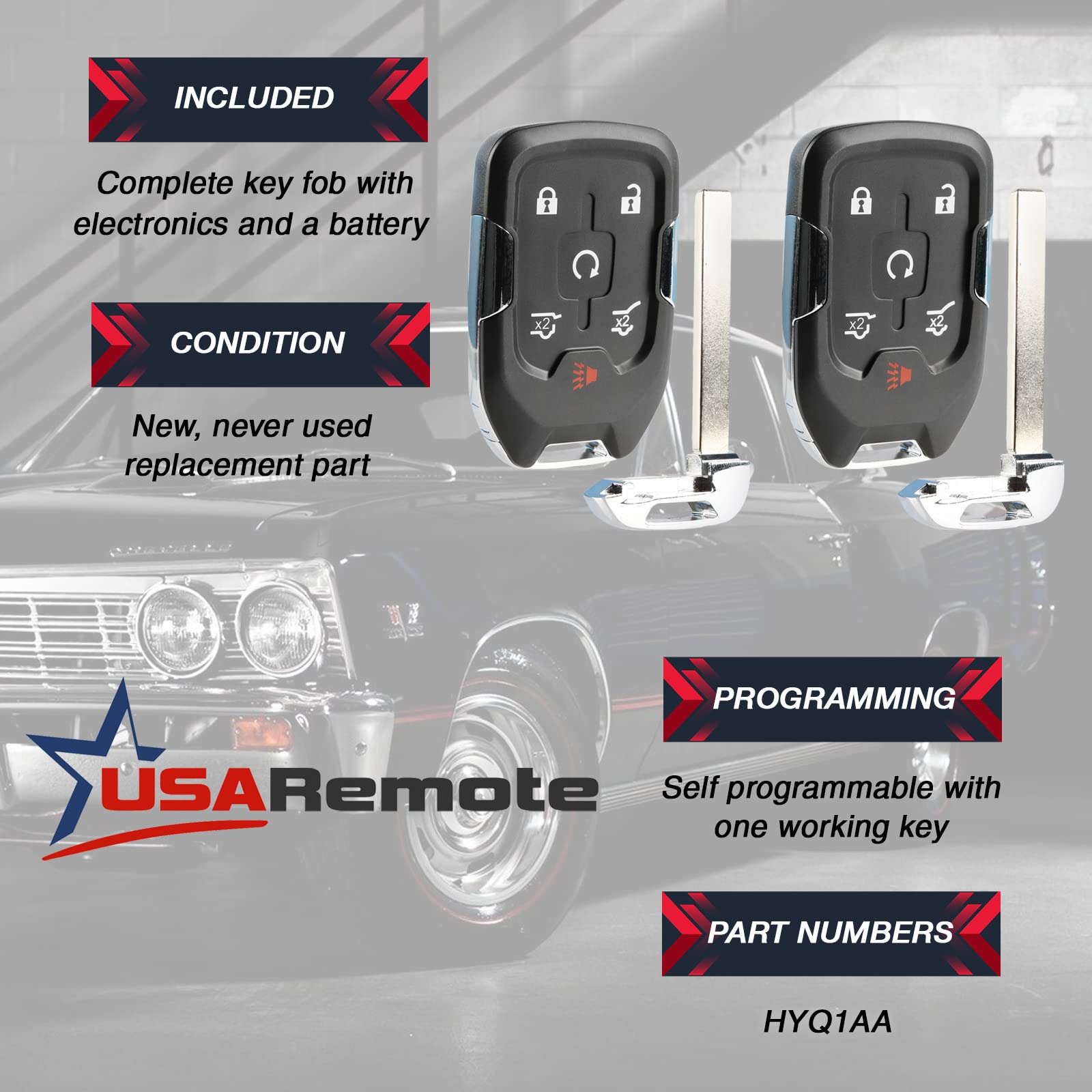 Smart Key Fob Keyless Entry Remote Fits 2015 2020 Chevy Suburban/Tahoe/Gmc Yukon + Yukon Xl (Hyq1Aa, 13580802), Set Of 2