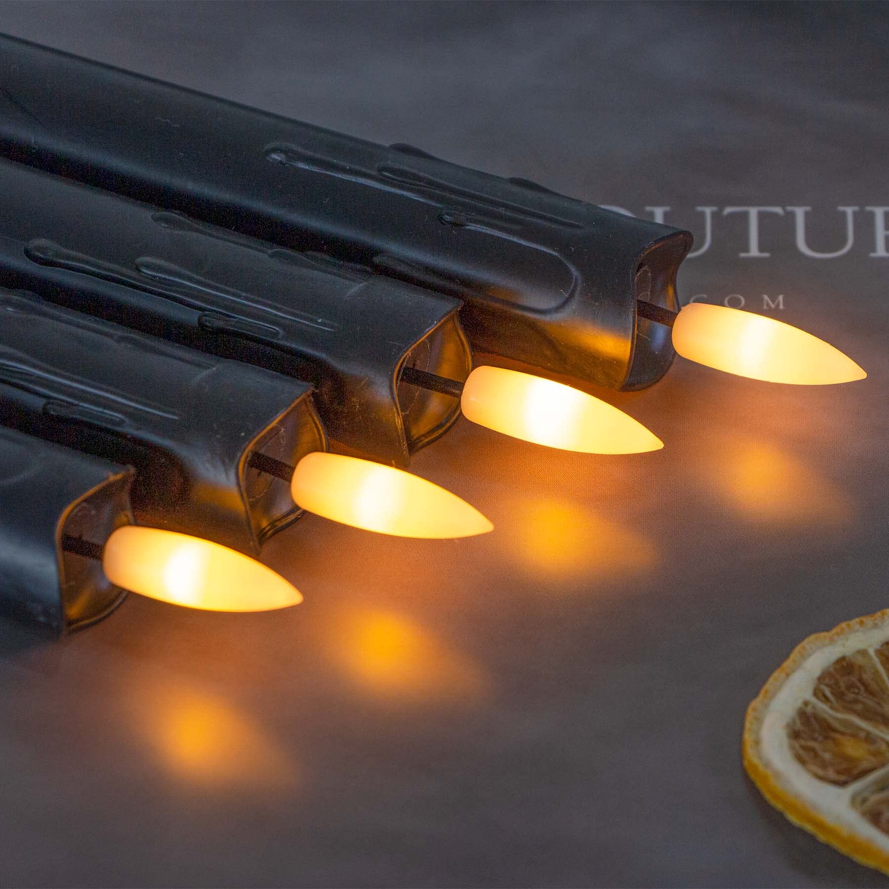 Mavandes Flameless Flickering Taper Candles Two Remote, 7.5 Inch Black Battery Operated Led Window Candles Timer,Set Of 8 Plasti