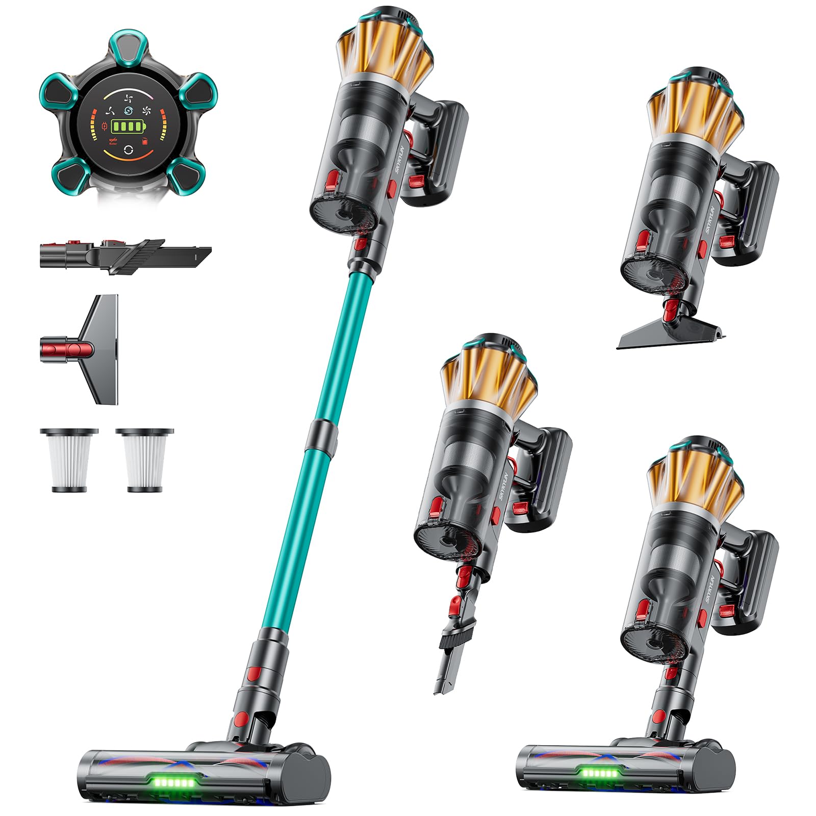Cordless Vacuum Cleaner, 60Kpa 650W 70 Mins Stick Vacuum Cleaners for Home with Hurricane Mode, SelfStanding, AntiTangle Brush