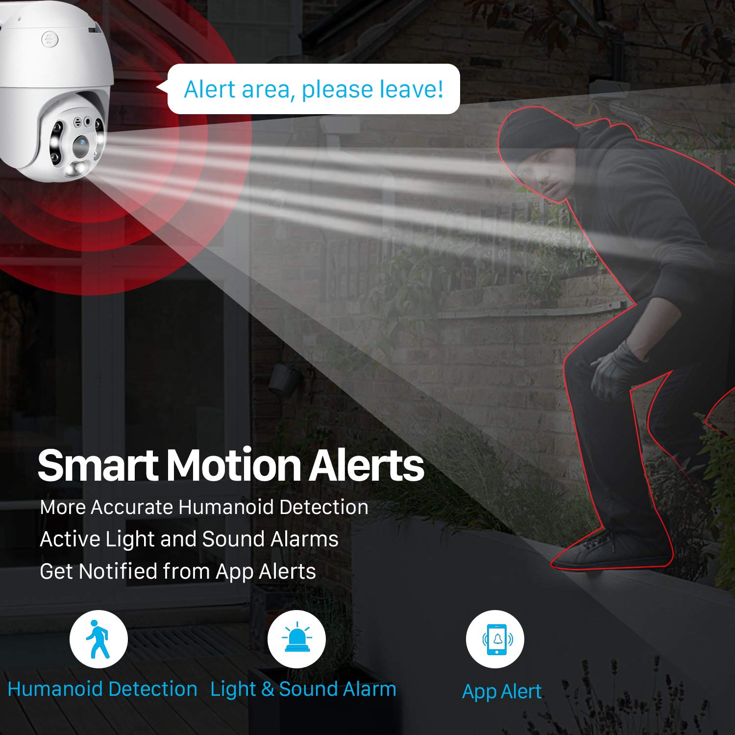 Pan Tilt Outdoor Security Camera, 1080P Home Wifi Ip Camera, Pan Tilt Dome Surveillance Cam, Two Way Audio Motion Detection Clea