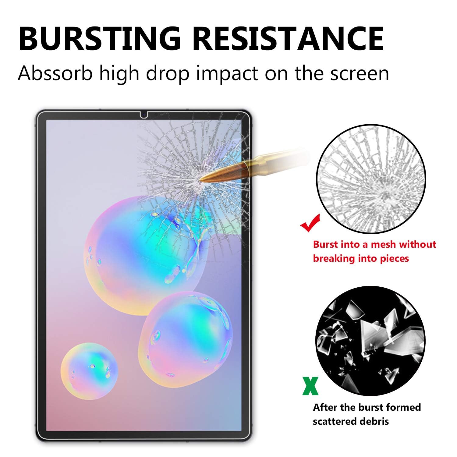 Gylint Screen Protector Glass For Samsung Galaxy Tab S6 Lite 10.4 Inch 2024/2022/2020   Tempered Glass 9H Hardness Scratch Resis