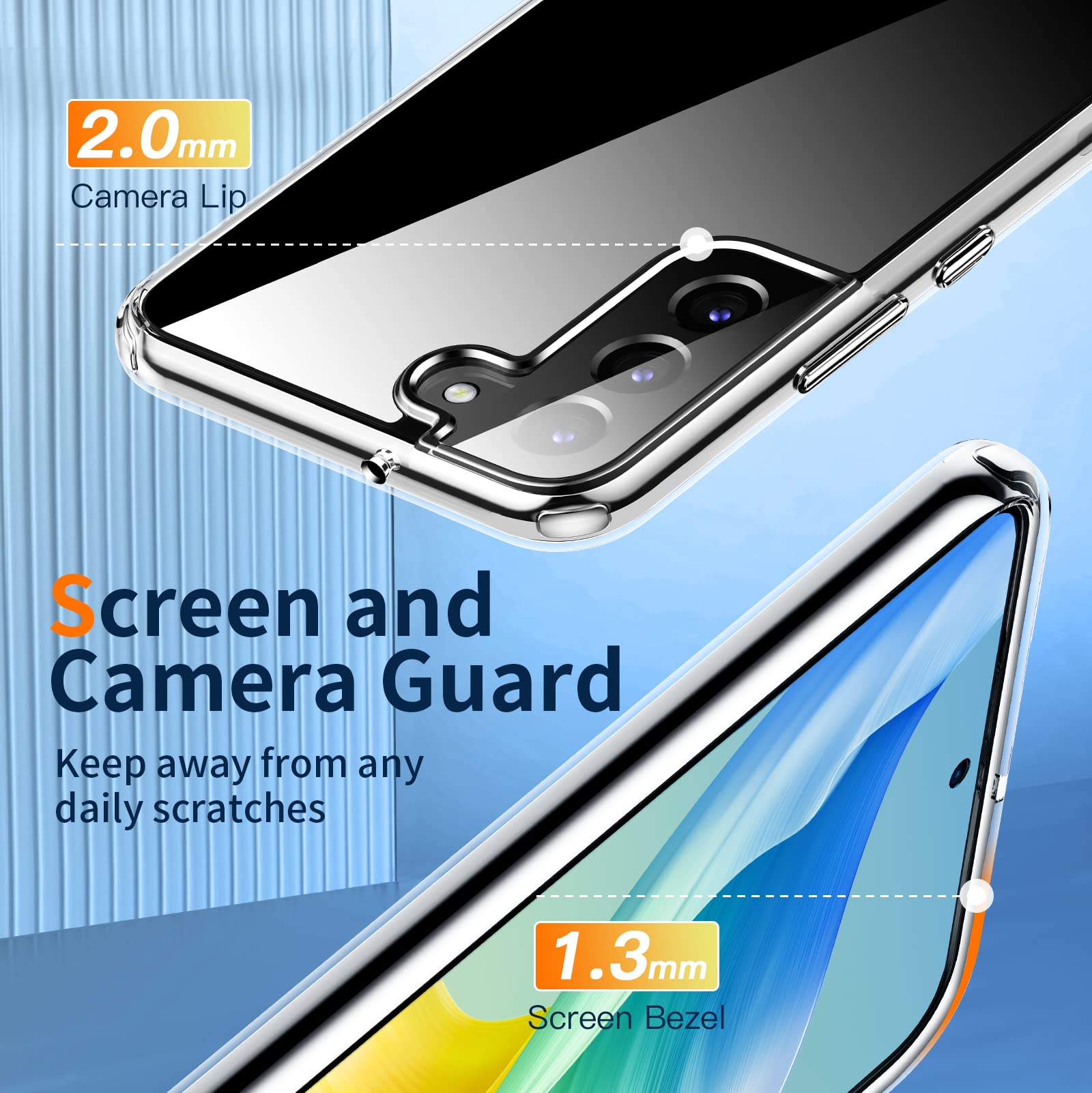 Meifigno Crystal Clear Samsung Galaxy S22+ Plus Case (6.6 Inch), [20X Anti Yellow][Military Grade Protection & Super Clear] Hard