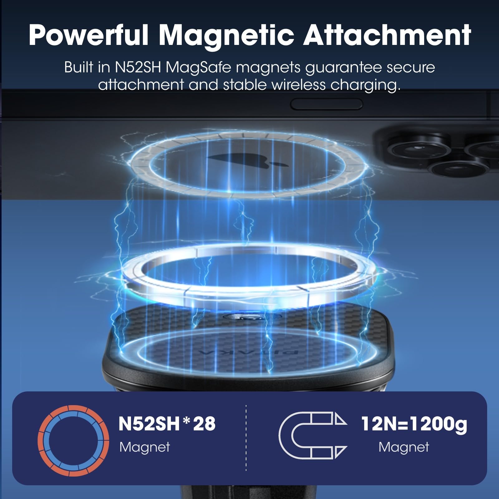 Pitaka For Qi2 Magsafe Car Mount Charger, 15W Magnetic Car Phone Holder For Iphone 16/15/14/13 Series With Nfc Feature, Air Vent