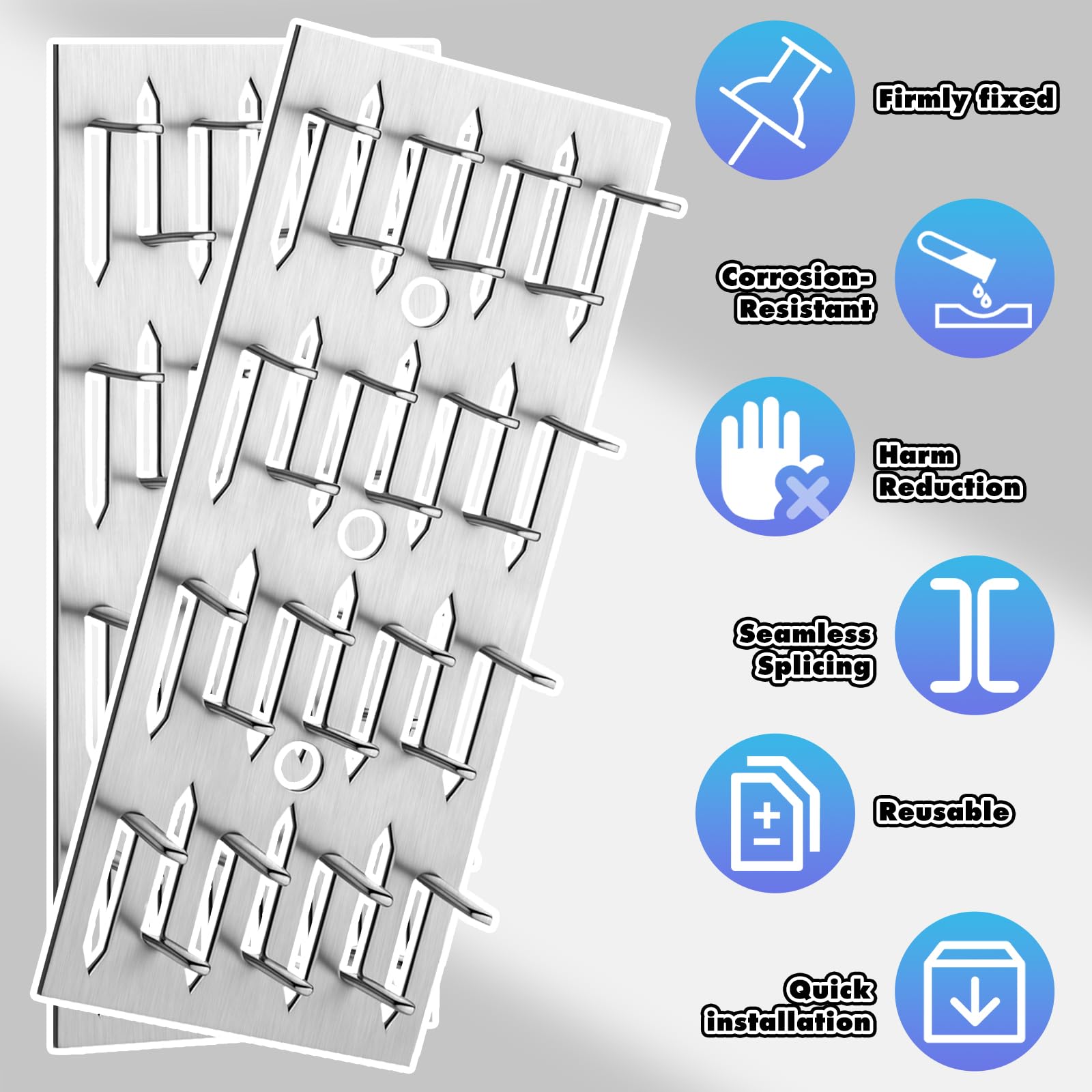 Blulu 50 Pcs Push-On Impaler Wall Mounting Clips Surface Mount Impaler Clips, Acoustic Panels Galvanized Steel Quick Installatio