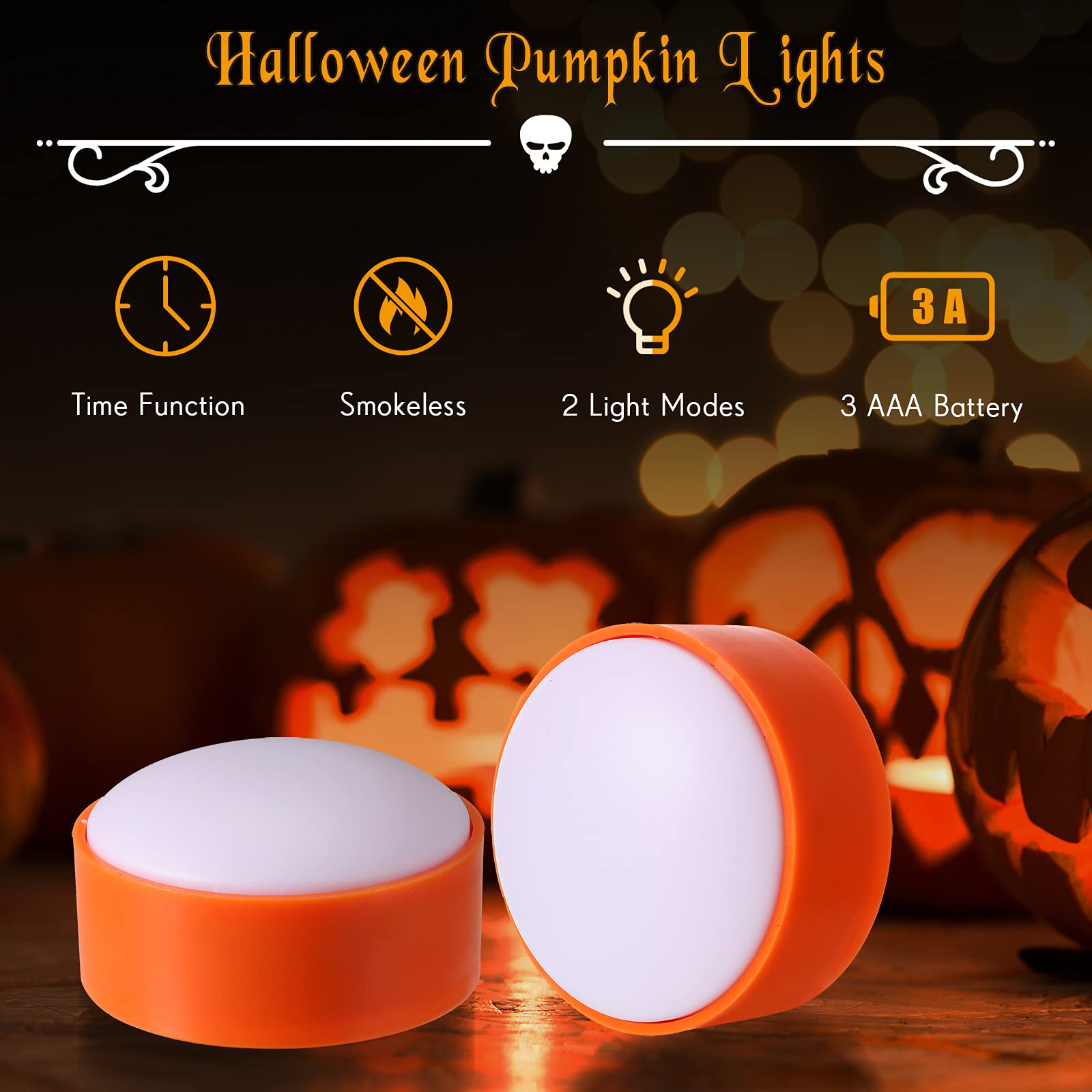 Riakrum 12 Pieces Halloween Pumpkin Lights With Remote And Timer Led Pumpkin Lights Battery Operated Pumpkin Pat Lights Jack O L