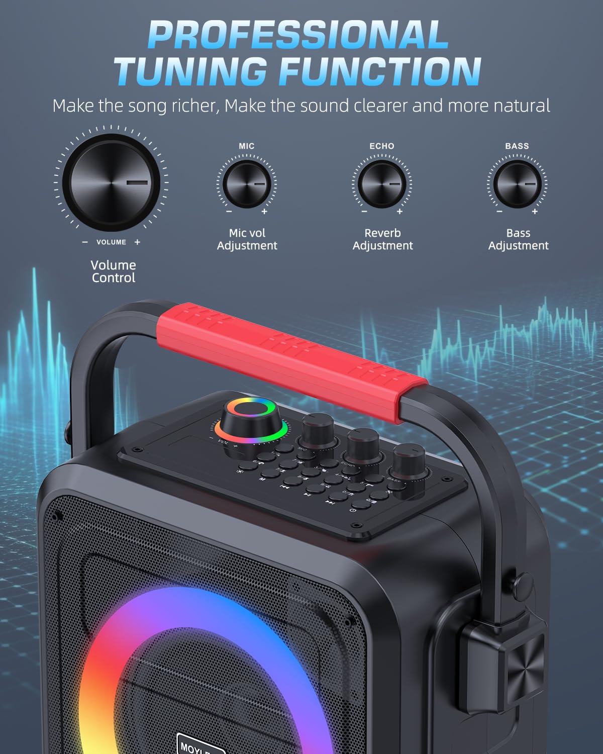 Karaoke Machine For Adults & Kids,Bluetooth Karaoke Speaker With Two Wireless Karaoke Microphones,Pa System Speaker Supports Tf