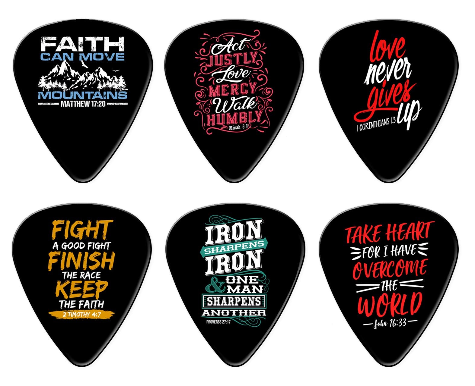 12 Bible Verse Christian Guitar Picks, Worship Guitar Picks Guitar Picks For Christians, Learn To Play Guitar, Gift, Guitar, Bib