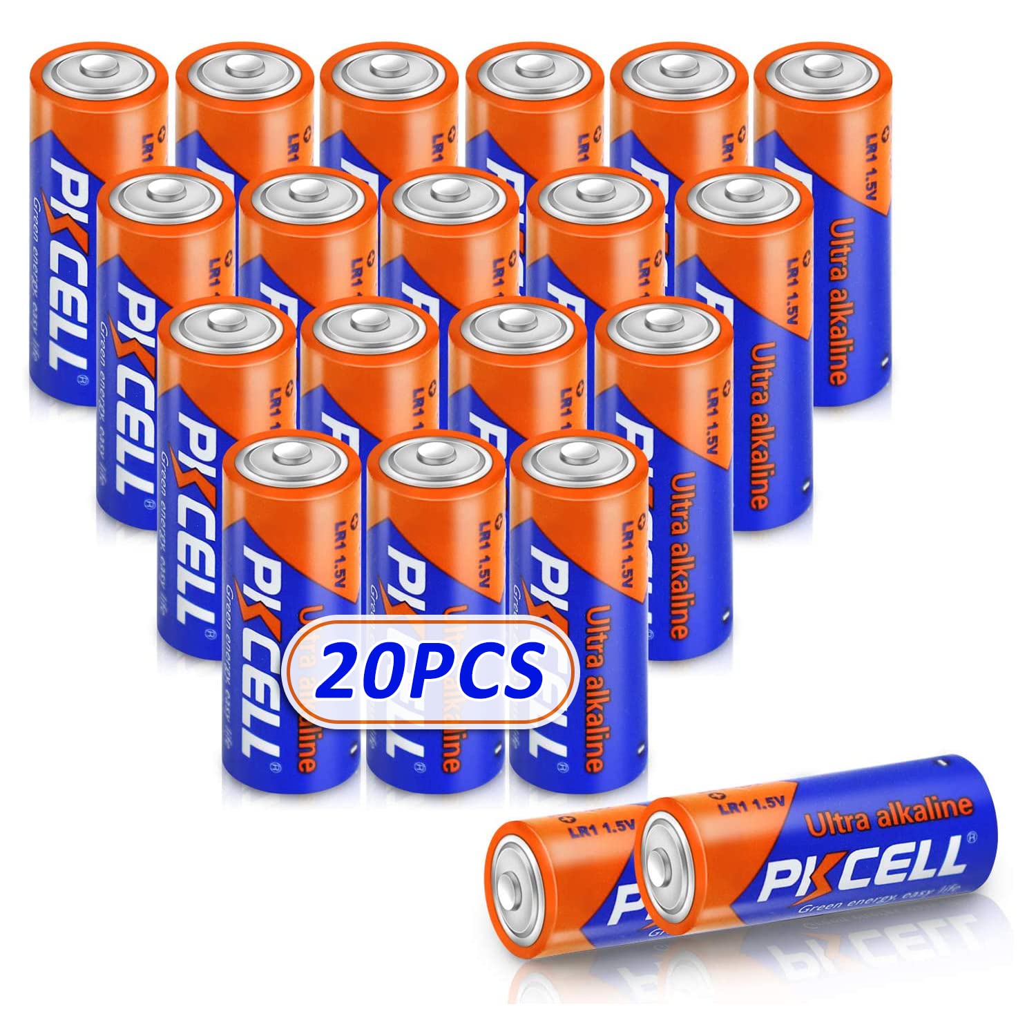 Pkcell 20 Counts 1.5V Lr1/Mn9100/E90/N Size Alkaline Batteries,Leak Proof Batteries,High Performance And Powerful Batteries,Suit
