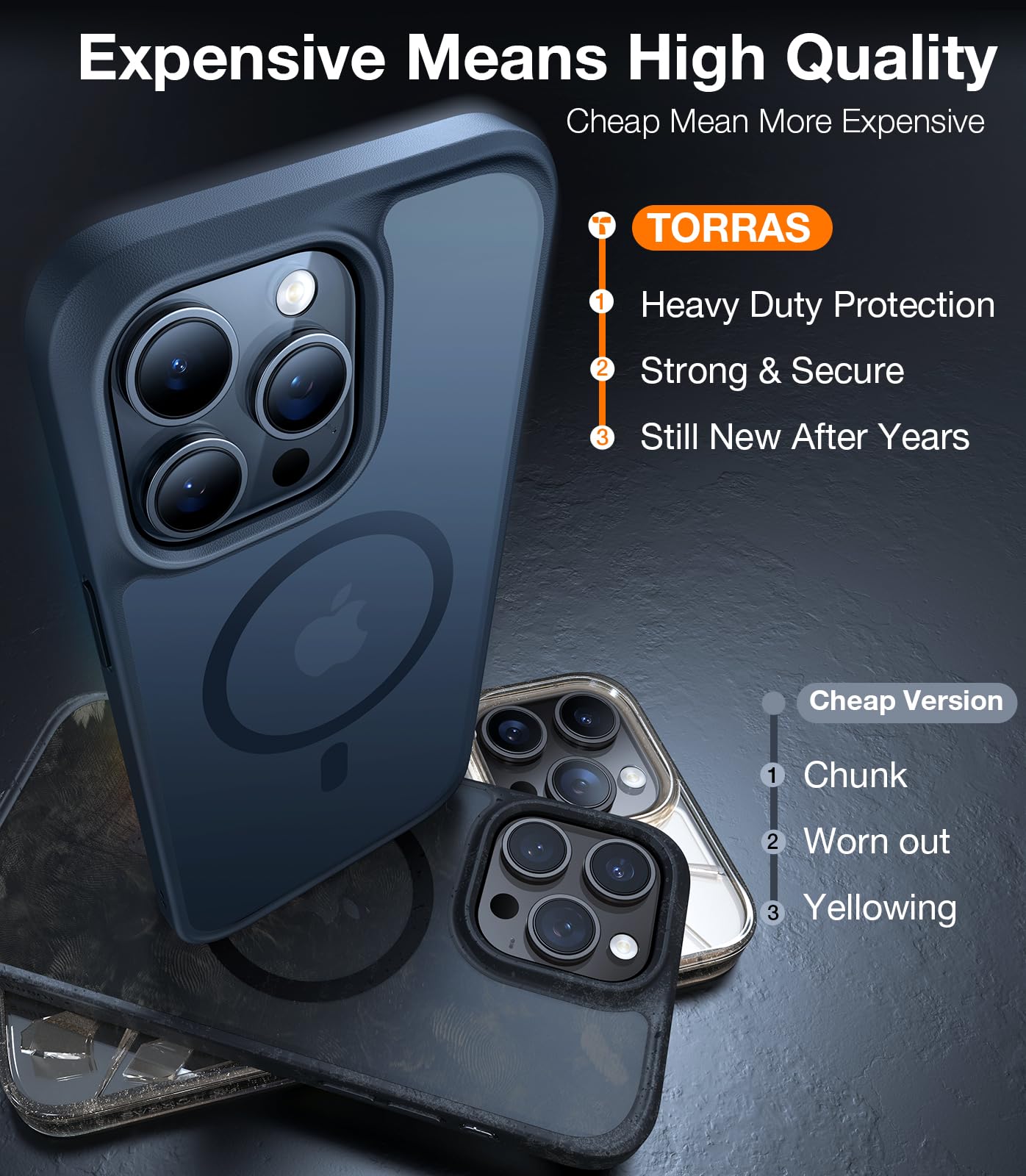 Torras Magnetic Guardian Designed For Iphone 14 Pro Max Case [Military Grade Drop Tested] [Compatible With Magsafe] Slim Translu