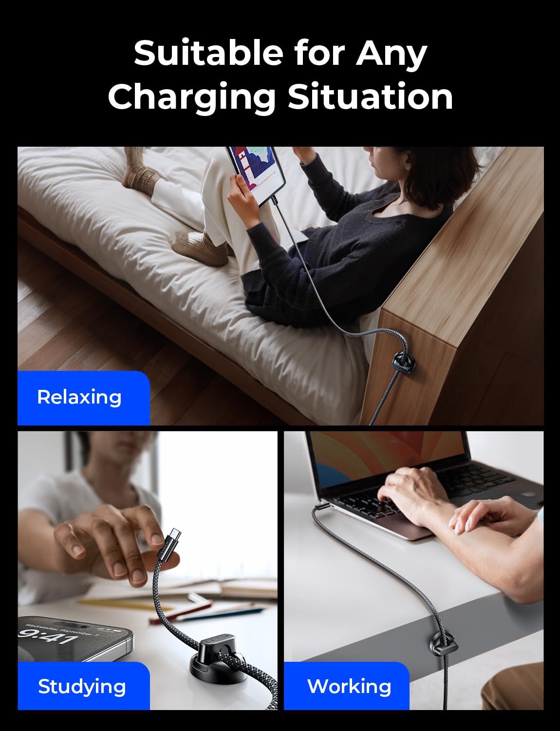 Lisen For Iphone 16 Charger Cord Usb To Usb C Cable, 2 Pack 3Ft Iphone 15 Charger Cord With 2 Cable Organizers, Iphone 15 Pro Ma