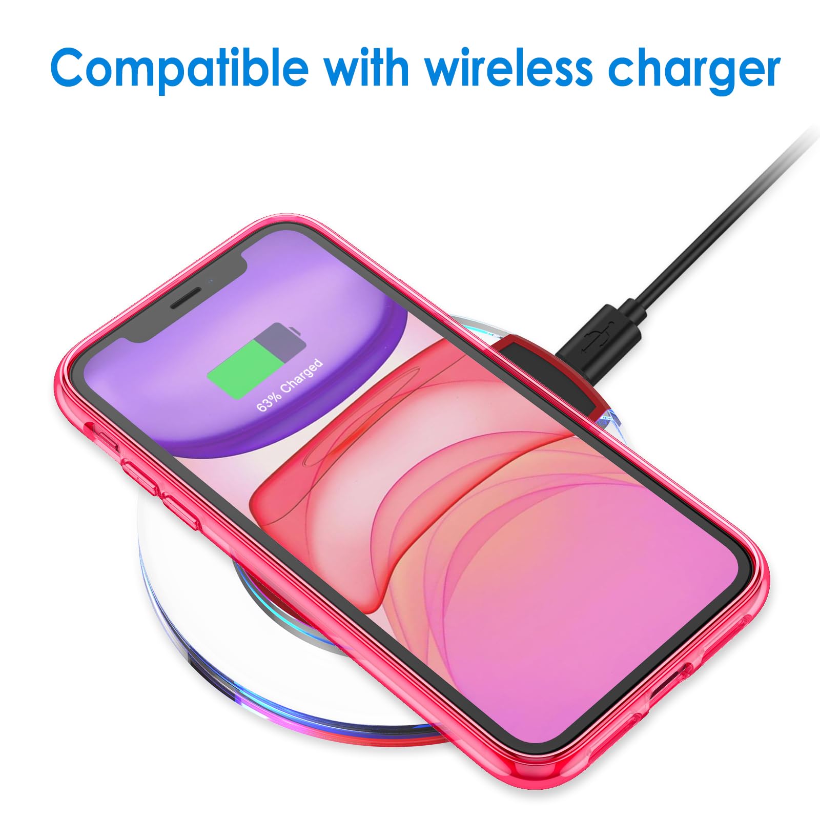 Jetech Case For Iphone 11 6.1-Inch, Non-Yellowing Shockproof Phone Bumper Cover, Anti-Scratch Clear Back (Red)